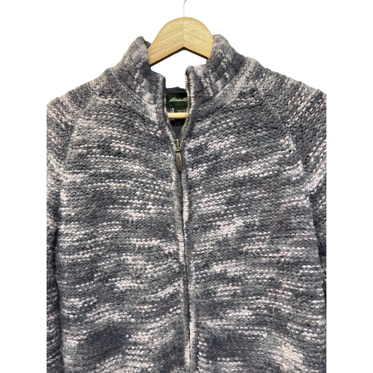 Eddie Bauer Full Zip Purple Marled Cardigan Sweater