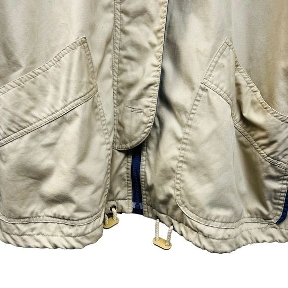 London Fog Vintage Tan Utility Raincoat with Blue Collar