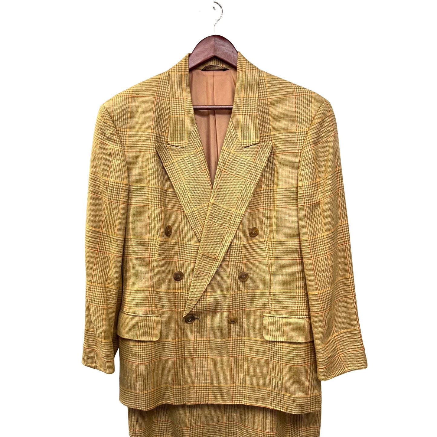 Cricketeer Collectionelle Vintage Yellow Glencheck Plaid Blazer & Skirt Set