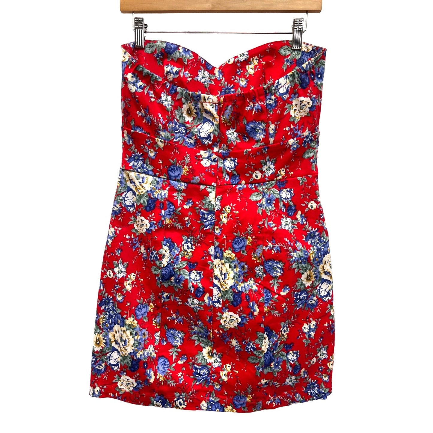 Gianni Bini Red Floral Strapless Bodycon Dress