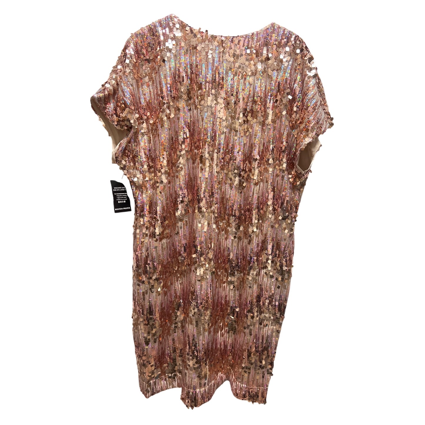 Boston Proper NWT Pink Sparkle Sequin Short Sleeve Shift Dress
