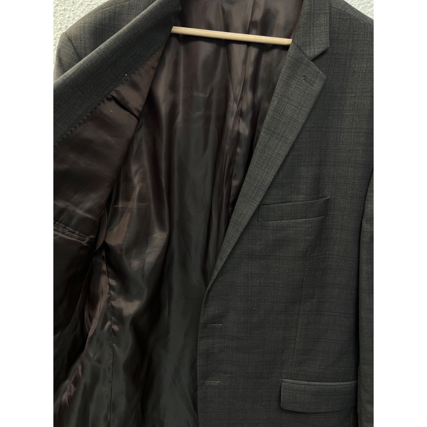 RALPH Ralph Lauren Gray and Navy Plaid 100% Wool Blazer