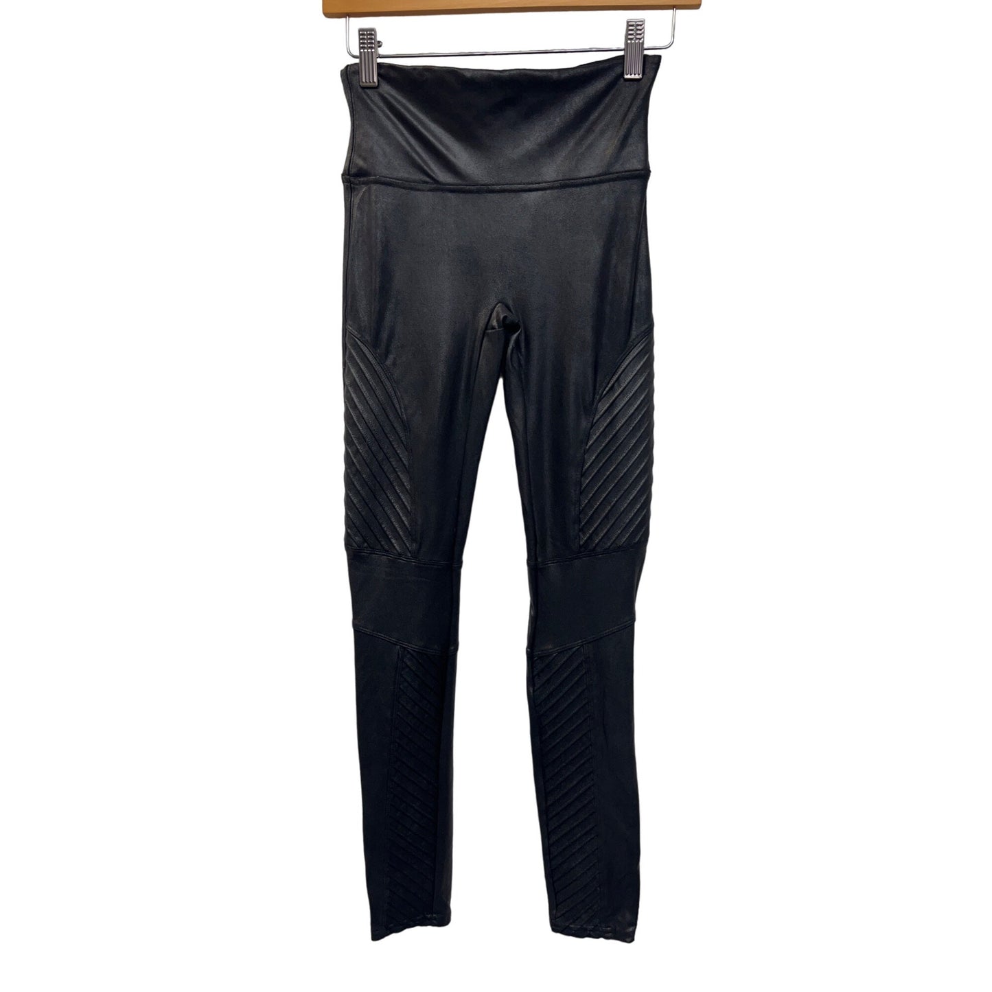 Spanx Black Faux Leather Moto Leggings