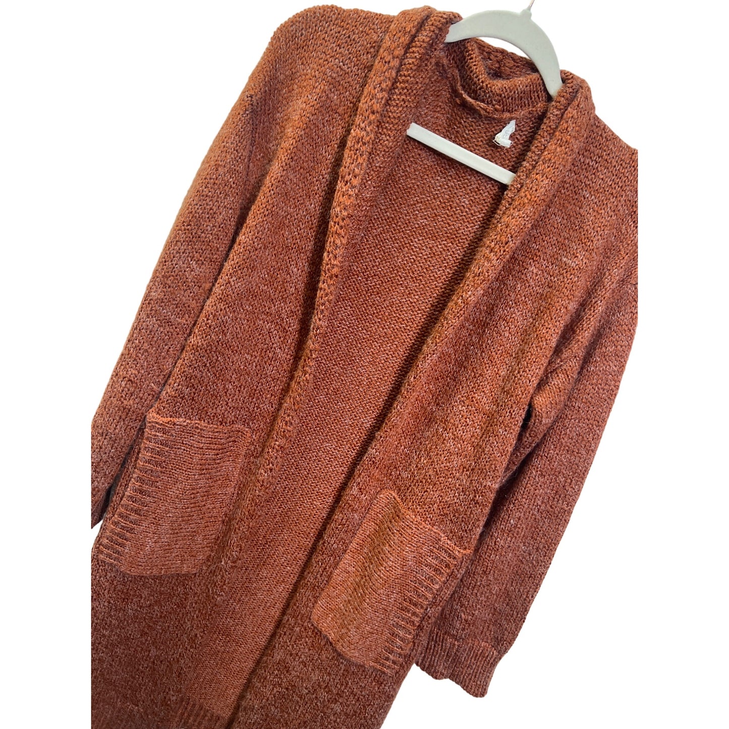 Mystree Long Orange Cozy Duster Cardigan Sweater