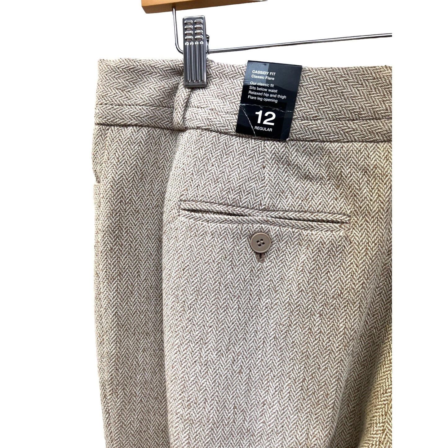 The Limited Cassidy Fit Tan Houndstooth Cotton Wool Blend Trousers NWT