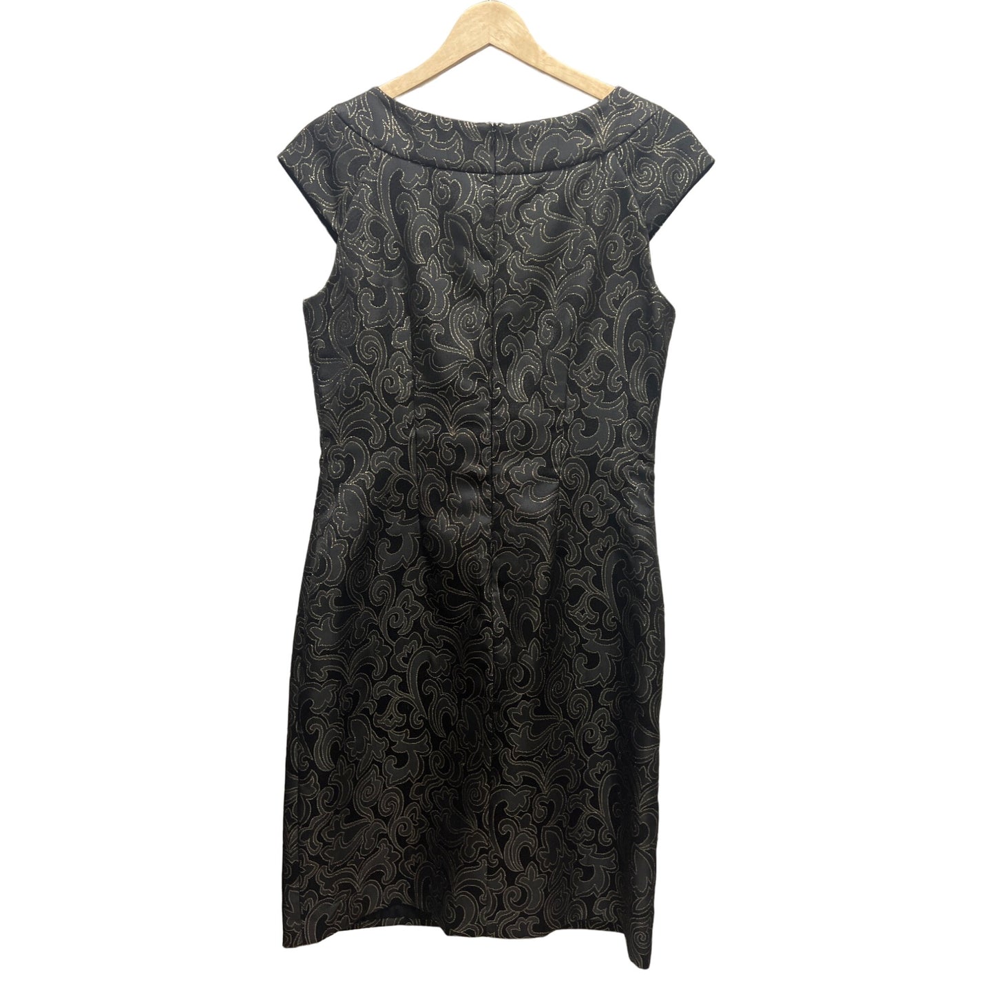 Spense Black with Gold Metallic Detail and Beading Cocktail Dress