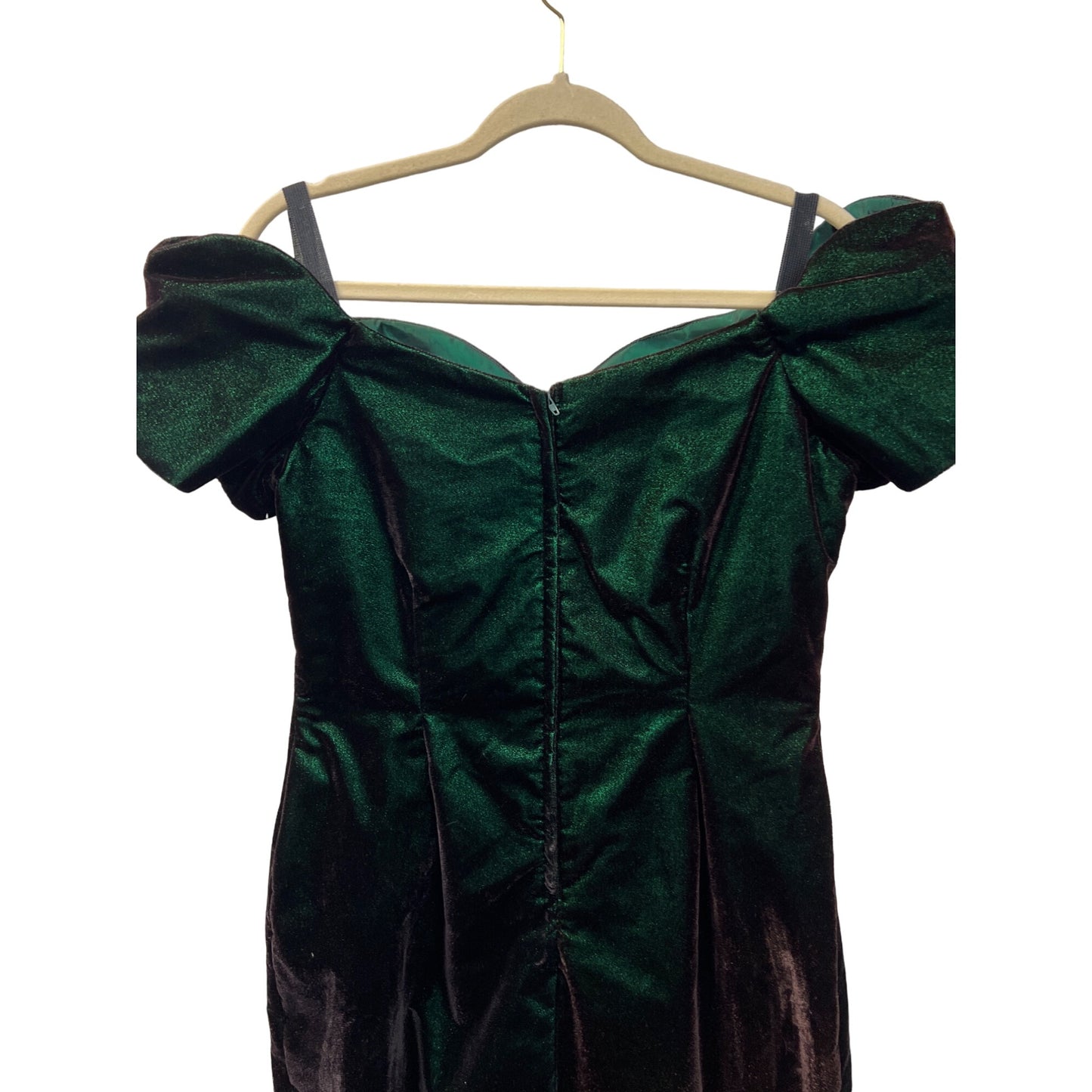 Do You Love Me Vintage 80's Emerald Green Iridescent Velvet Cocktail Evening Dress