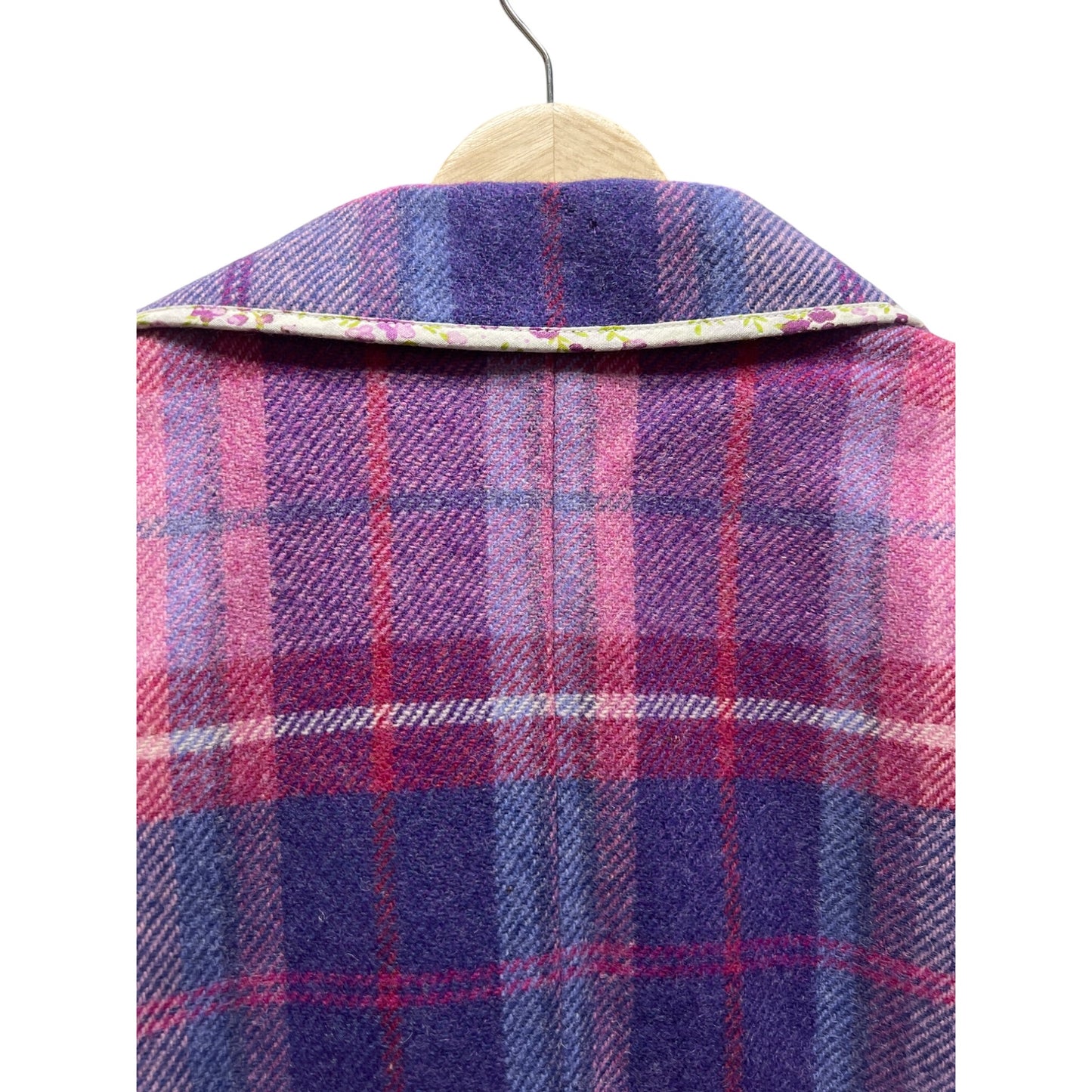 Ness NWT Pink and Purple Wool Plaid Oban Tailored Blazer