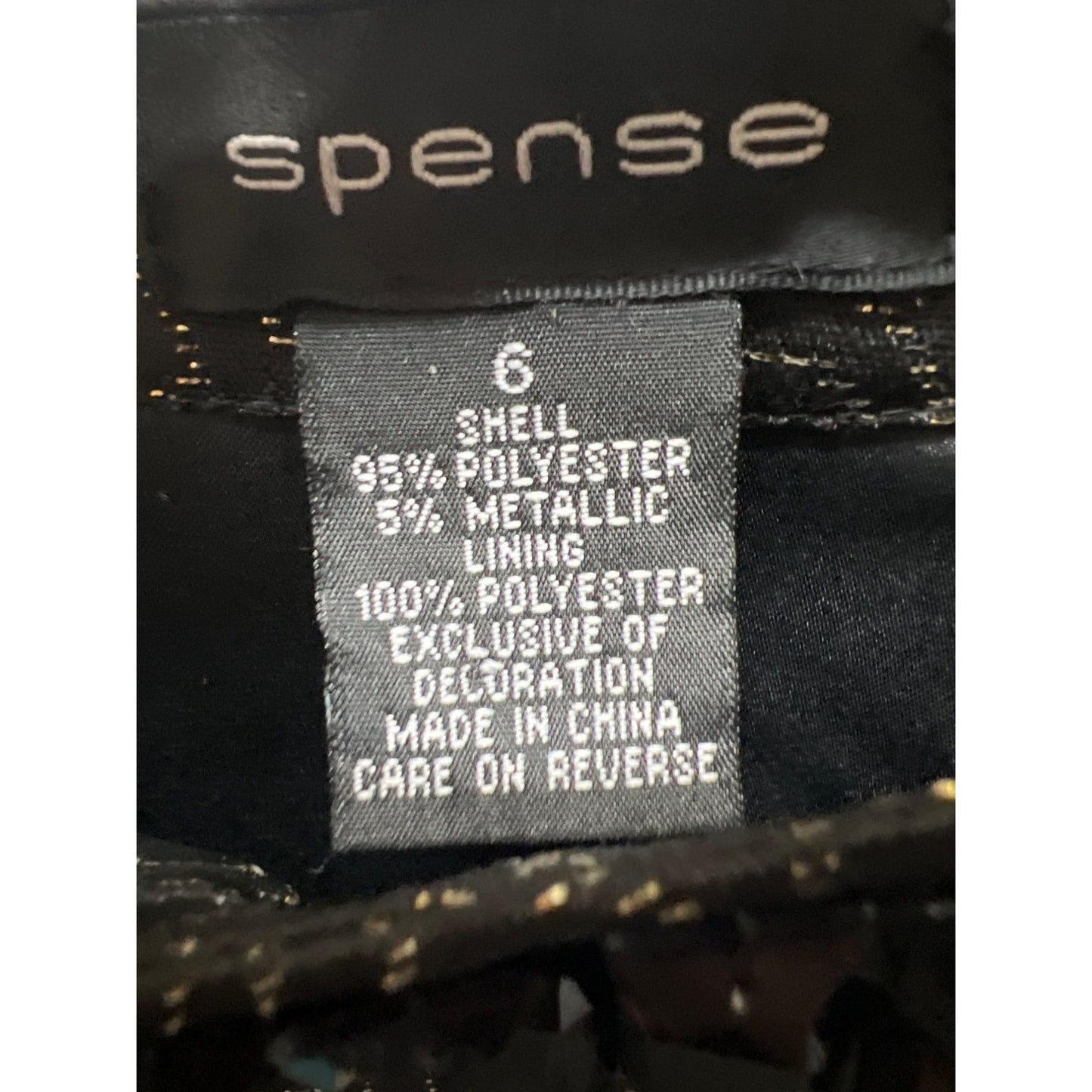 Spense Black with Gold Metallic Detail and Beading Cocktail Dress