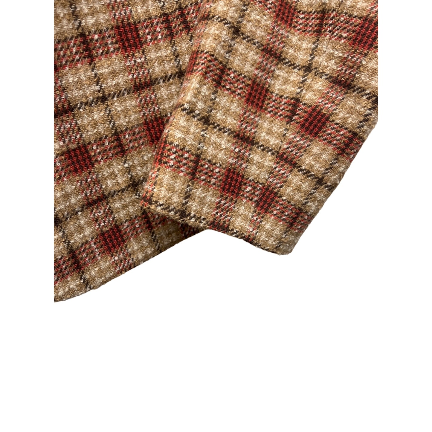 Pendleton Vintage Tan and Red Plaid Wool Cropped Blazer