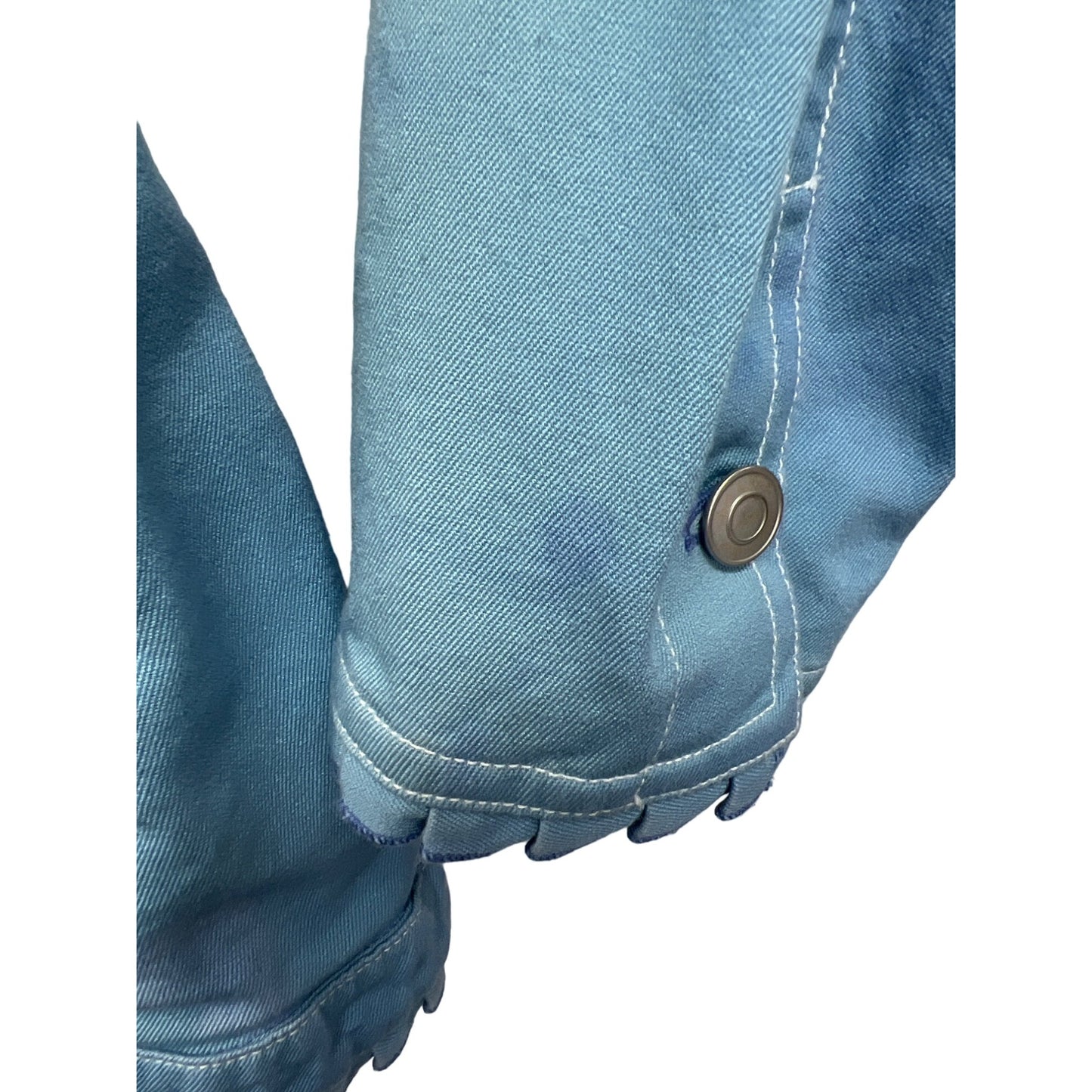 Peck & Peck Weekend Blue Trucker Style Jacket with Ruffle Trim