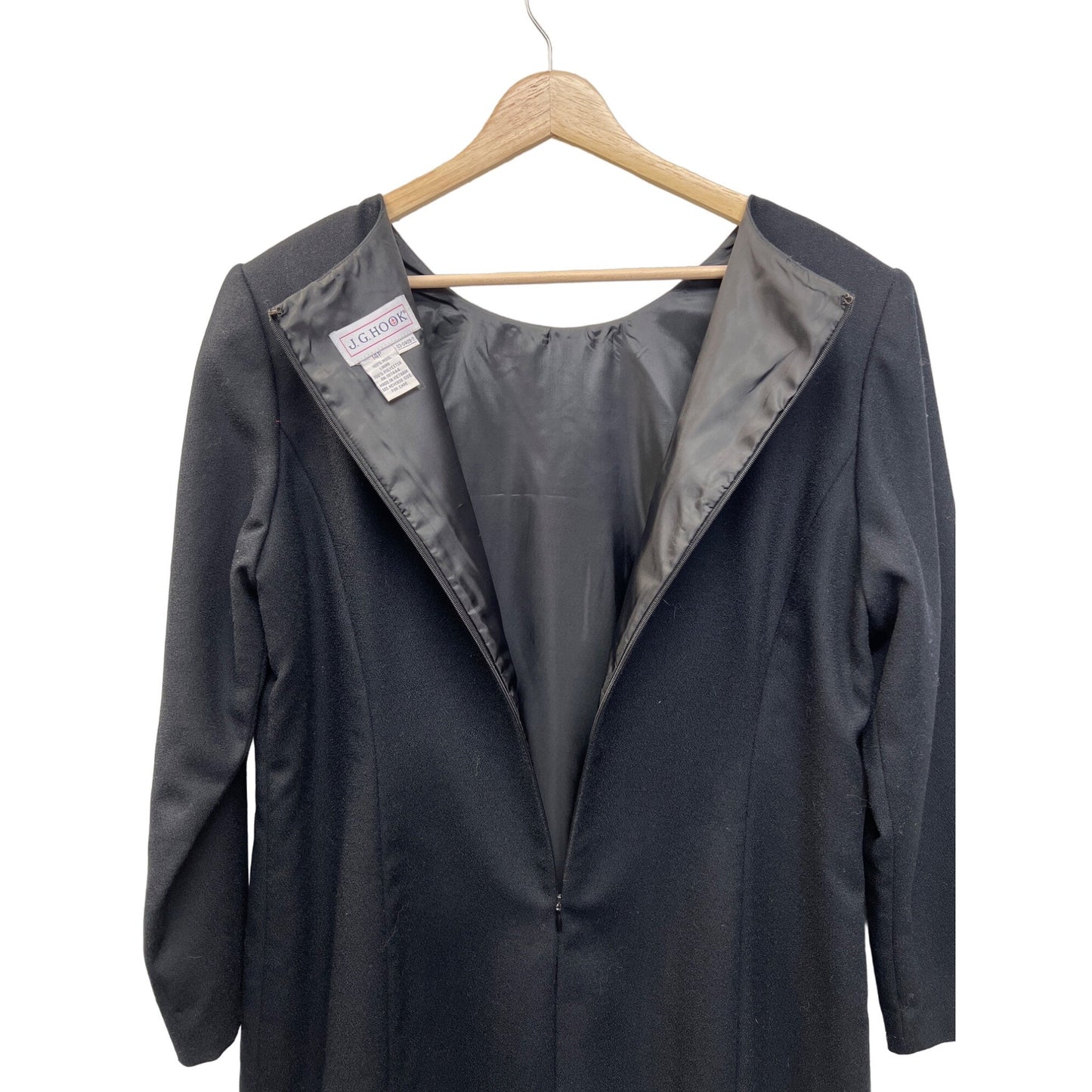 JG Hook Vintage Black Wool Shift Dress