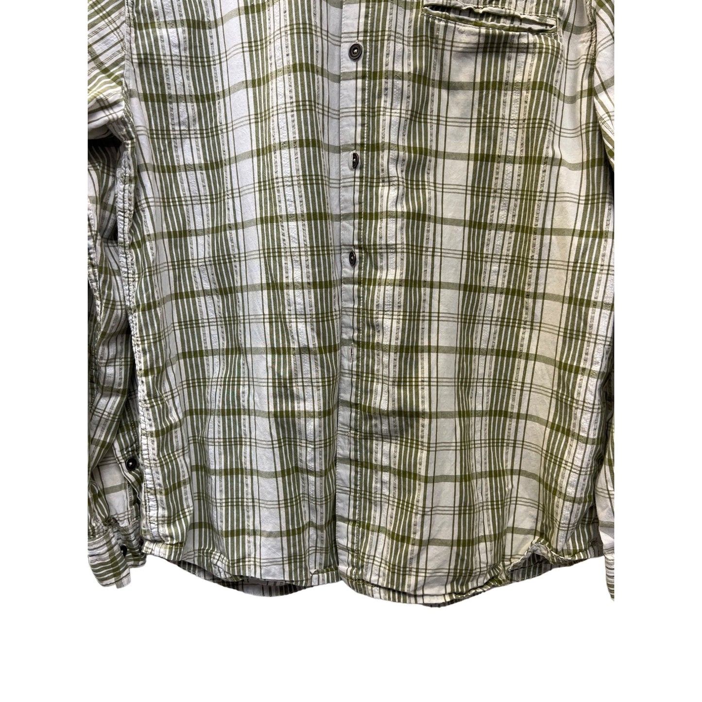 Gramicci Green and White Plaid Long Sleeve Button Down Shirt