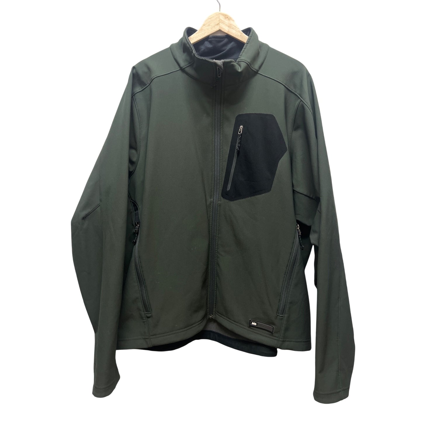 REI Green and Black Full Zip Softshell Outdoor Jacket