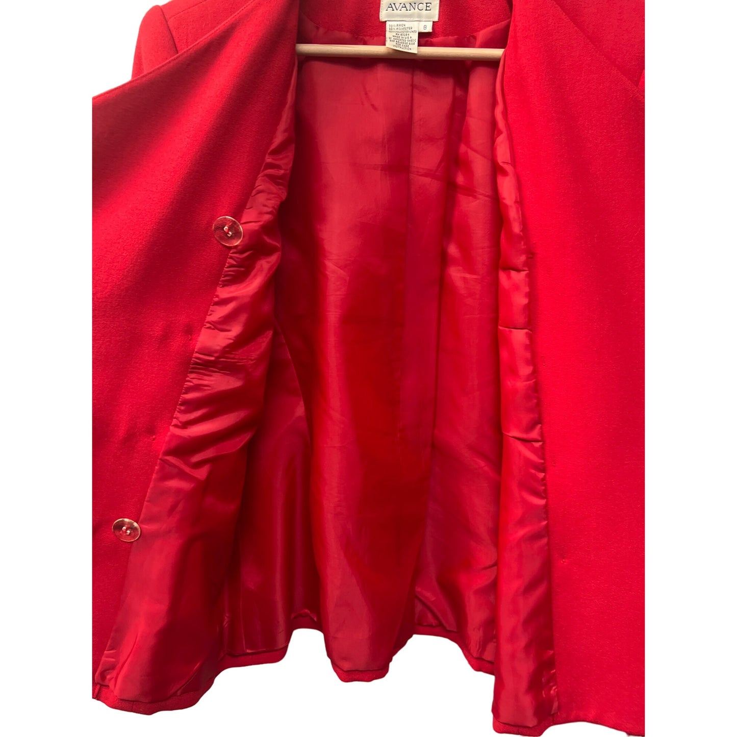 En Avance Vintage 80's Red Double-Breasted Military Style Blazer