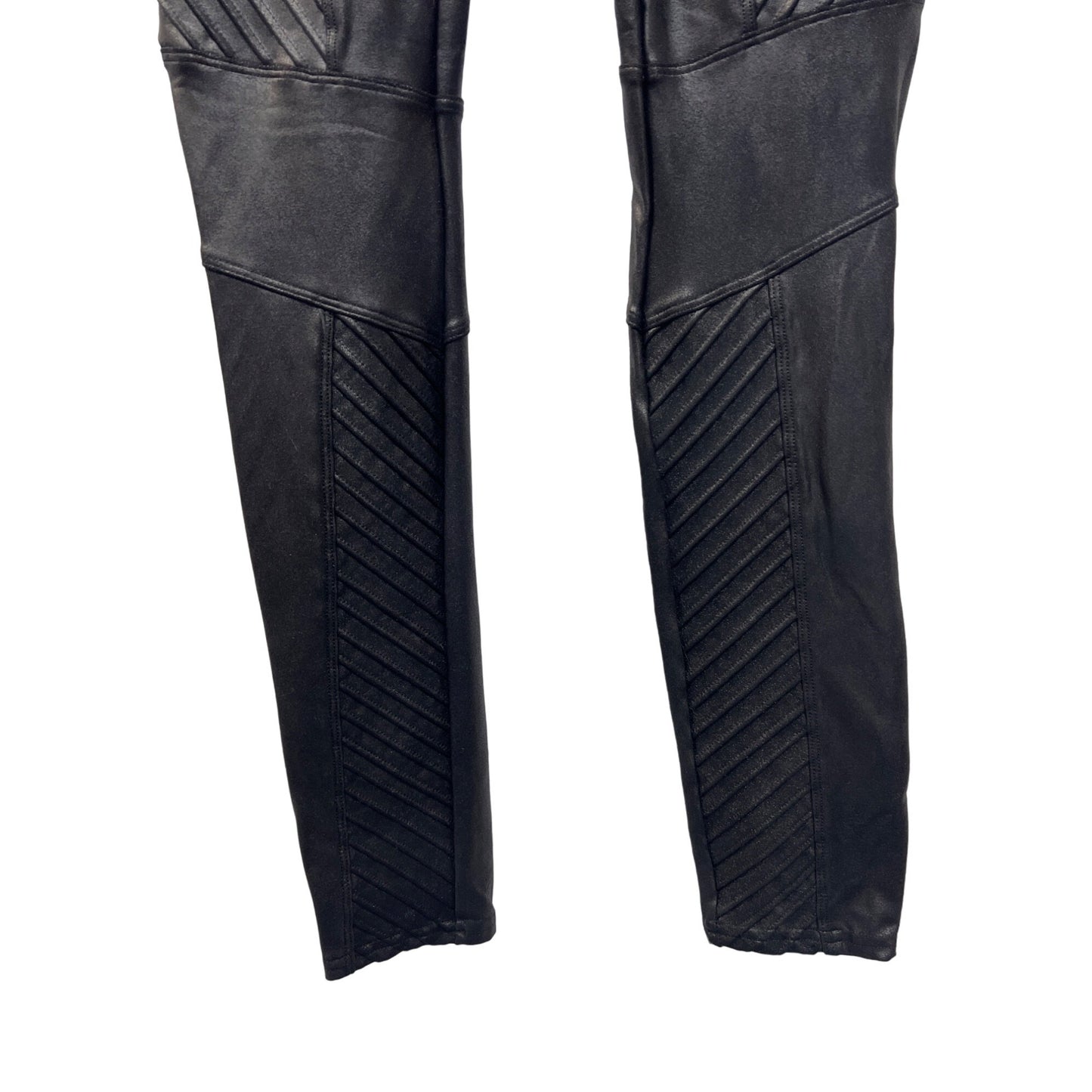 Spanx Black Faux Leather Moto Leggings