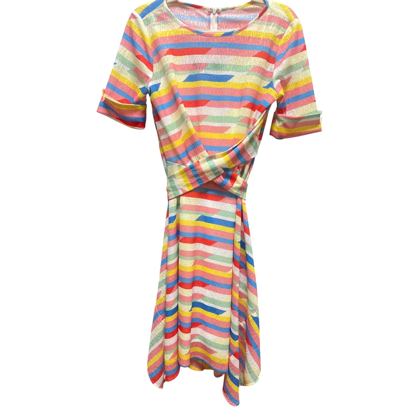 Eva France Anthropologie Carrie Tie Waist Asymetrical Spriped Dress