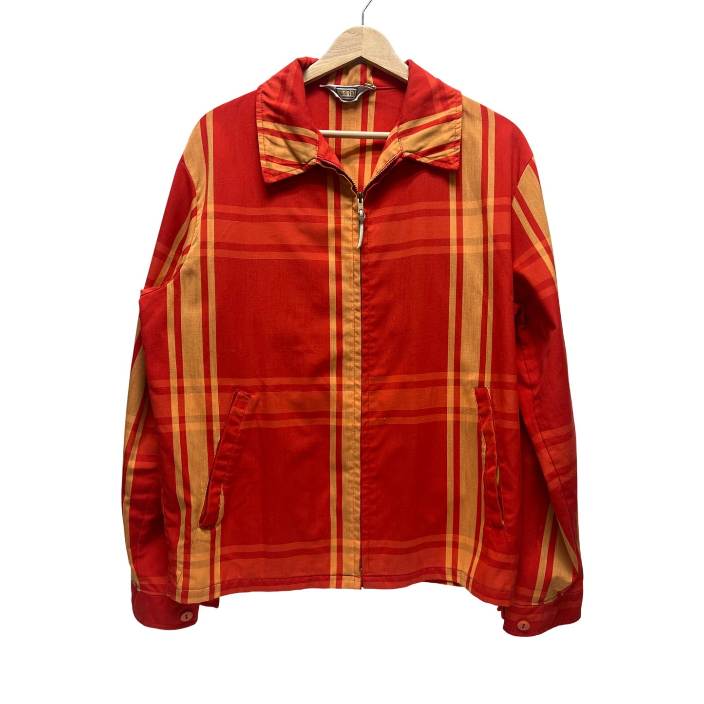 Martin Vintage 60's Red and Orange Plaid Full Zip Hipster Jacket