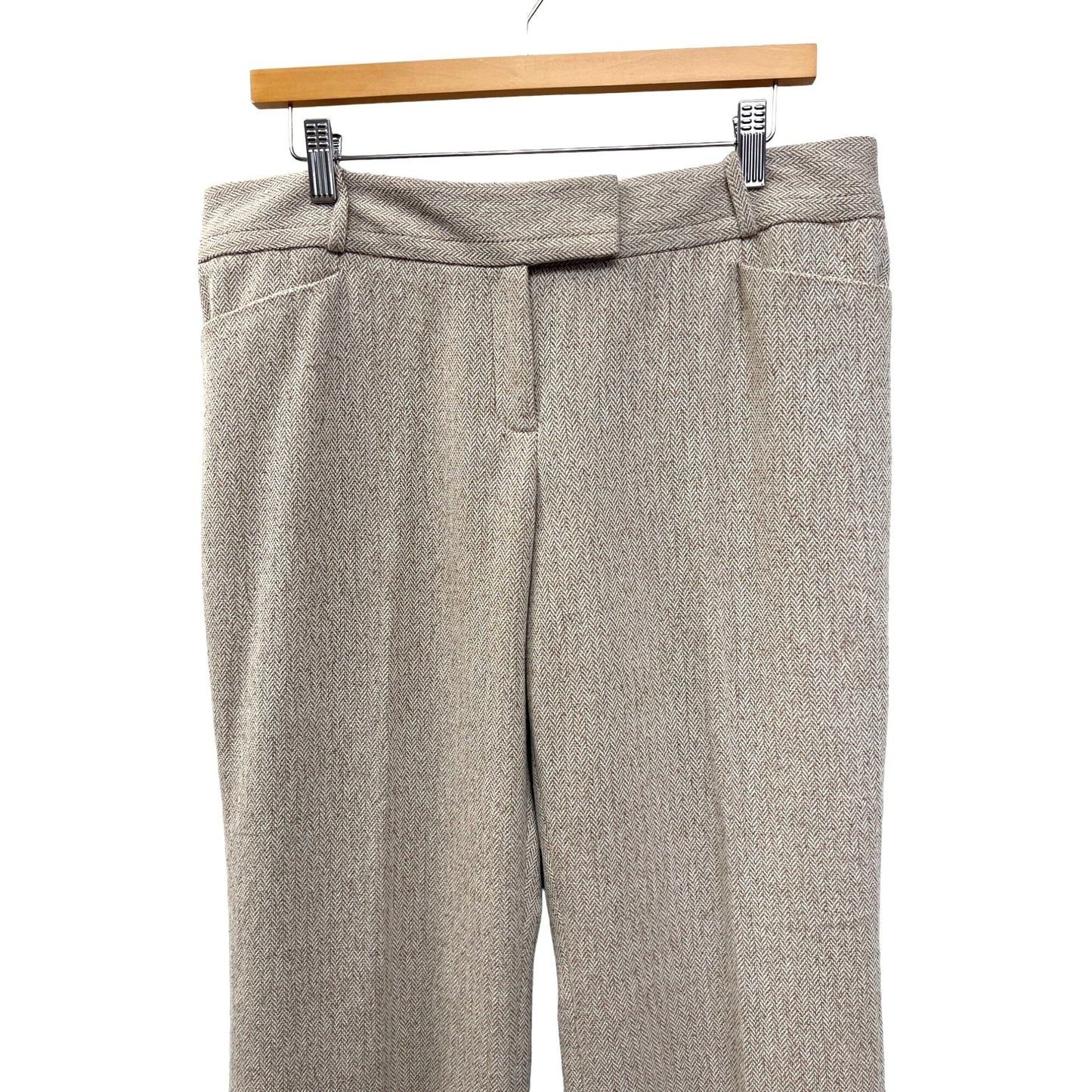 The Limited Cassidy Fit Tan Houndstooth Cotton Wool Blend Trousers NWT