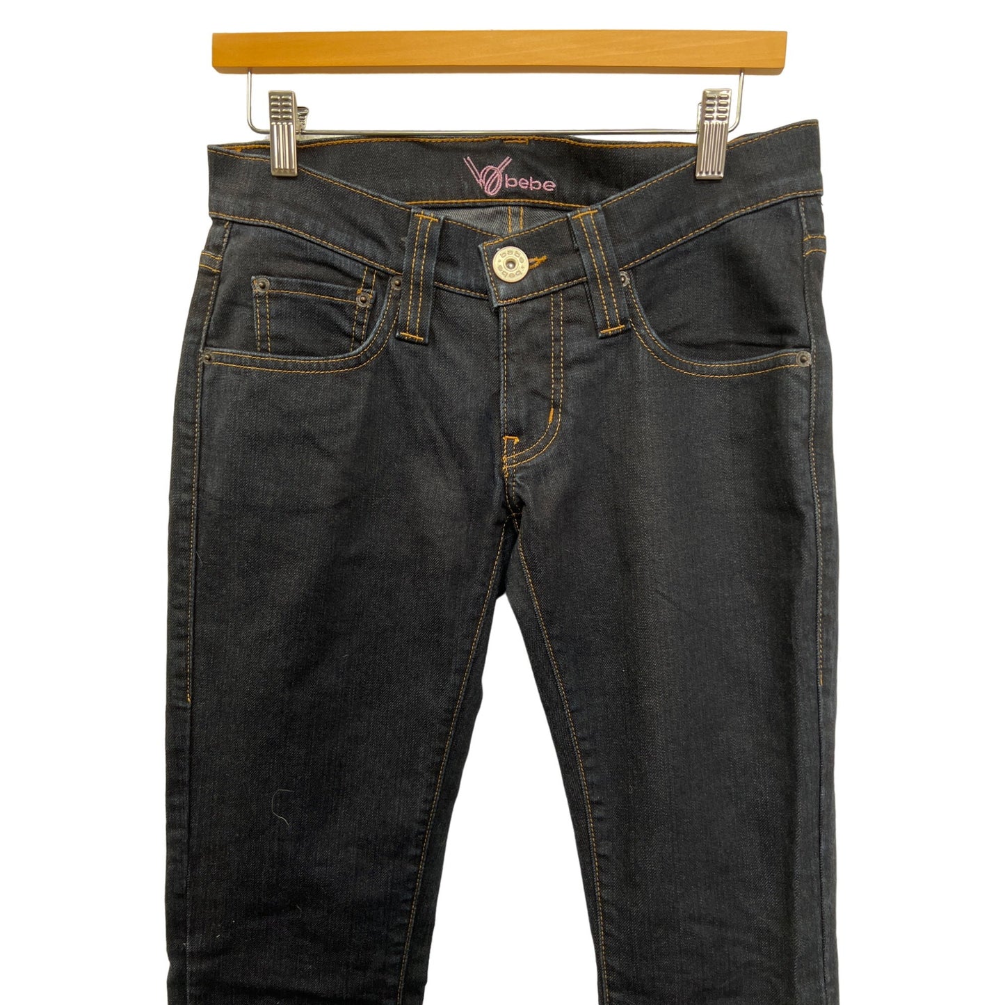 Bebe Vintage Y2K Low Rise Dark Wash Dip Front Straight Leg Jeans