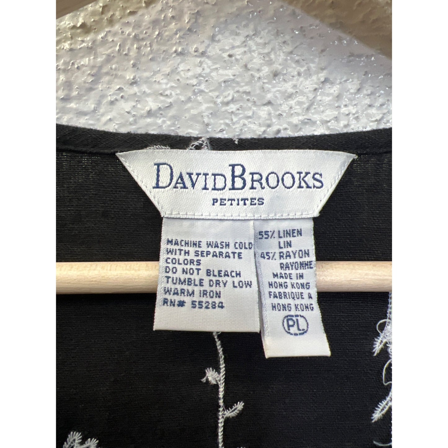 David Brooks Petites Vintage Black Linen Floral Embroidered Skirt Set Dress