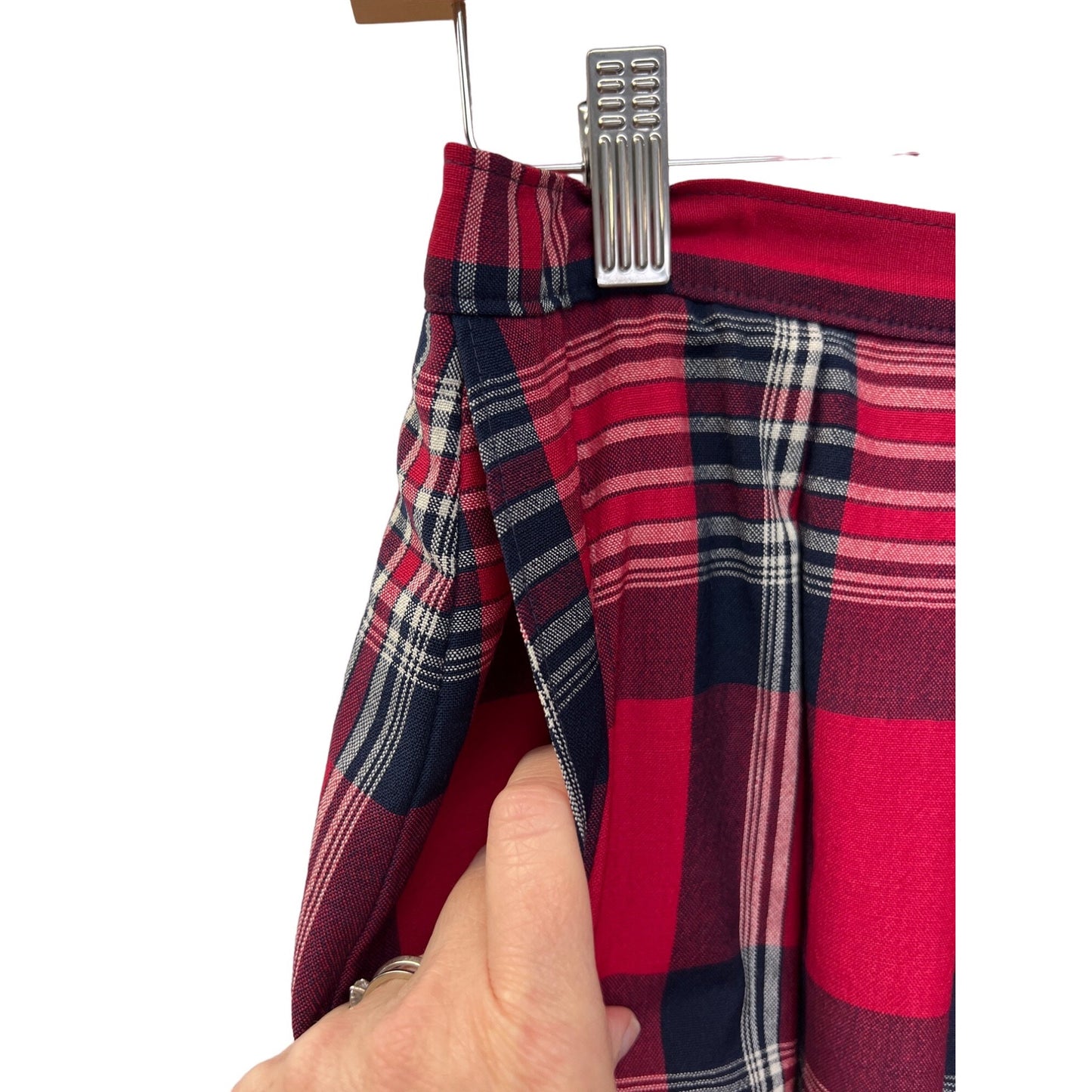 Pendleton Vintage Red and Blue Plaid Wool A-Line Midi Skirt