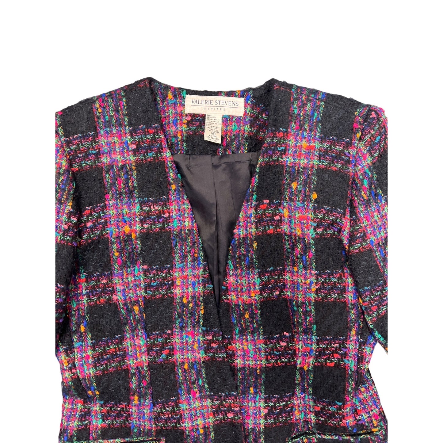 Valerie Stevens Petites MultiColor Mohair Wool Blend Blazer