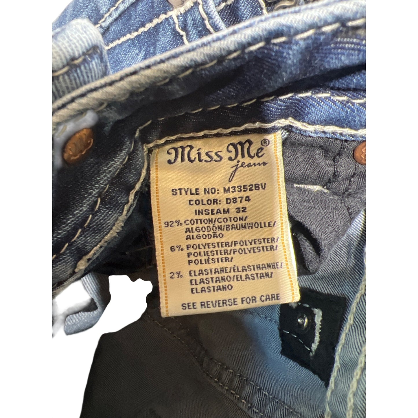 Miss Me Womens Floral Embellished Bootcut Jeans Size 27 Blue Denim