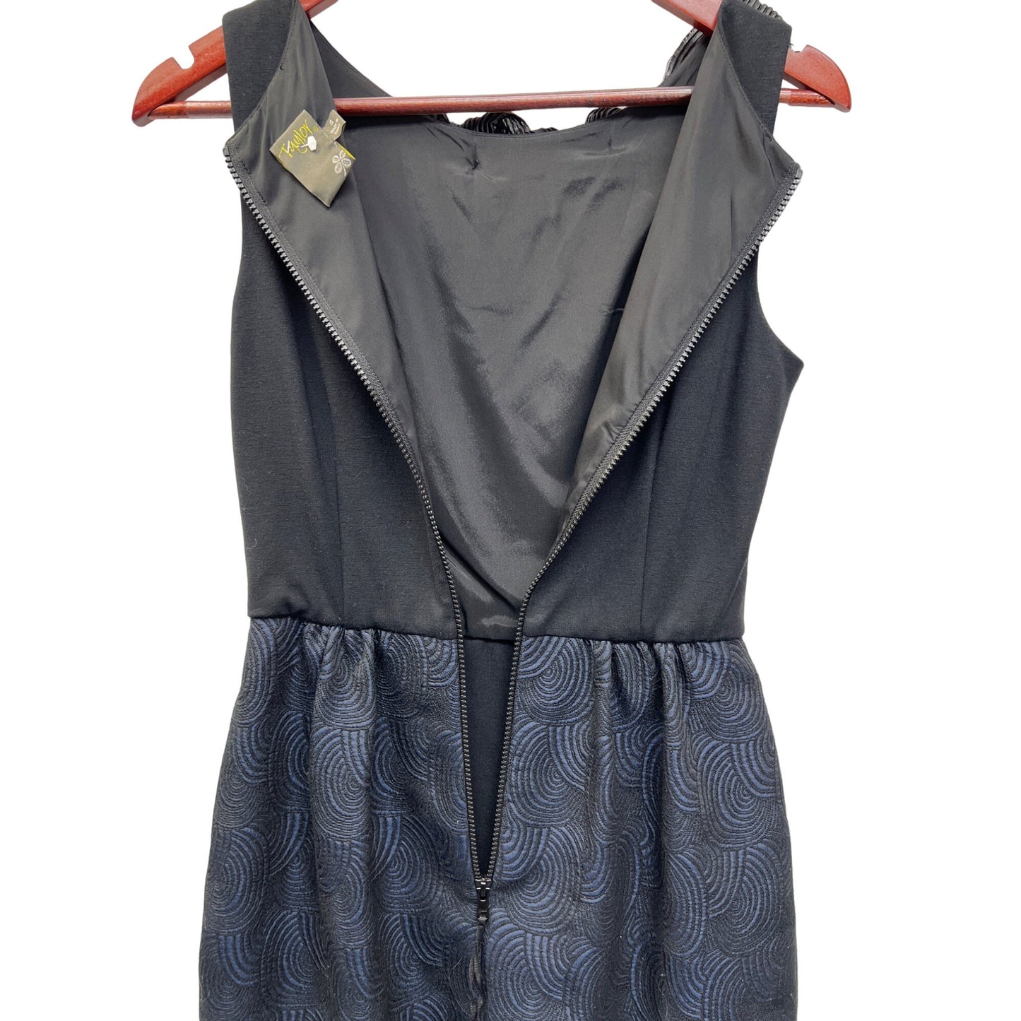 Taylor Navy and Black Swirl Design Sleeveless Sheath Dress