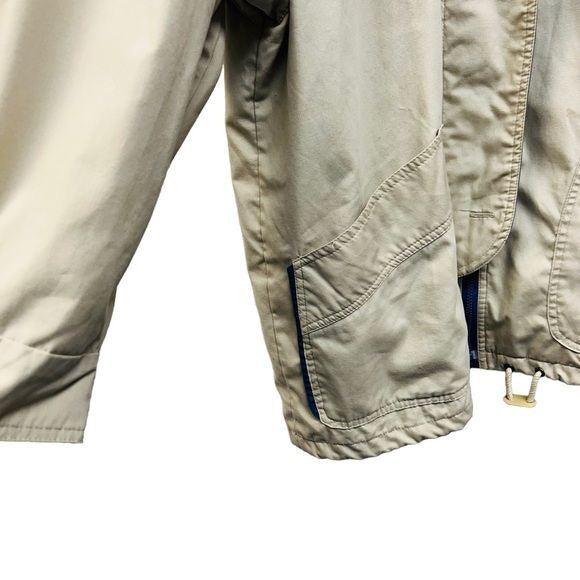 London Fog Vintage Tan Utility Raincoat with Blue Collar