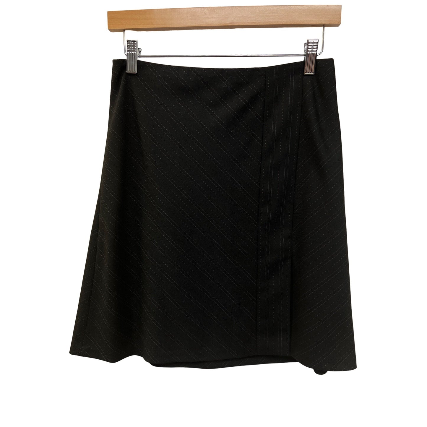 Loft Black Pinstripe Wool Blend A-Line Skirt