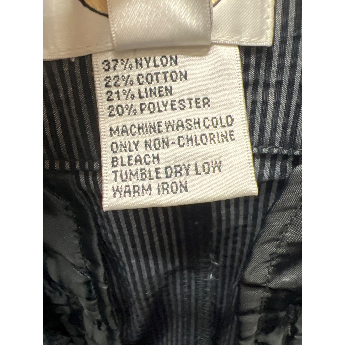 Talbots Navy Blue and Gray Striped Seersucker Button Front Pencil Skirt