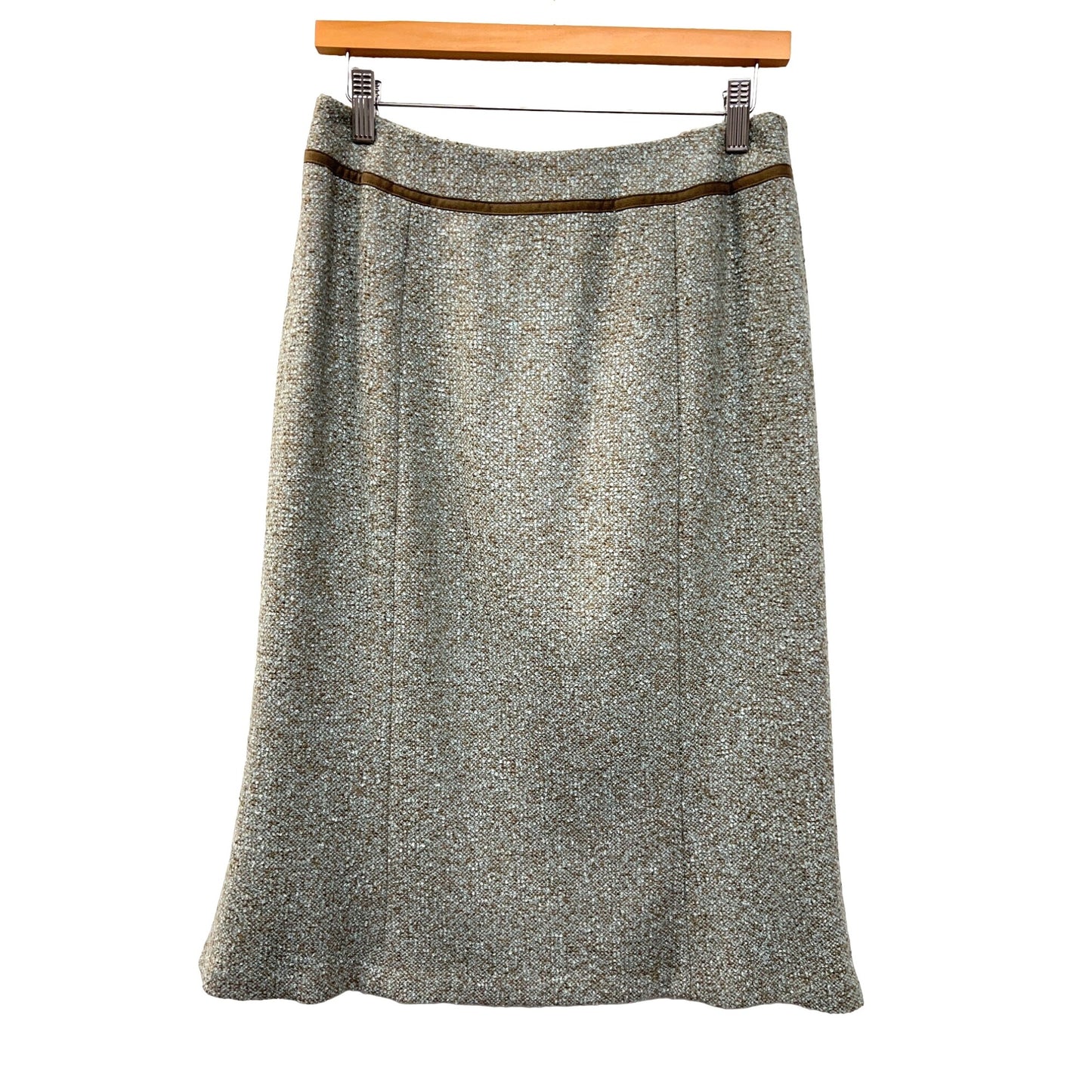 Liz Claiborne Collection NWT Light Green and Light Brown Wool Tweed Skirt Suit Set