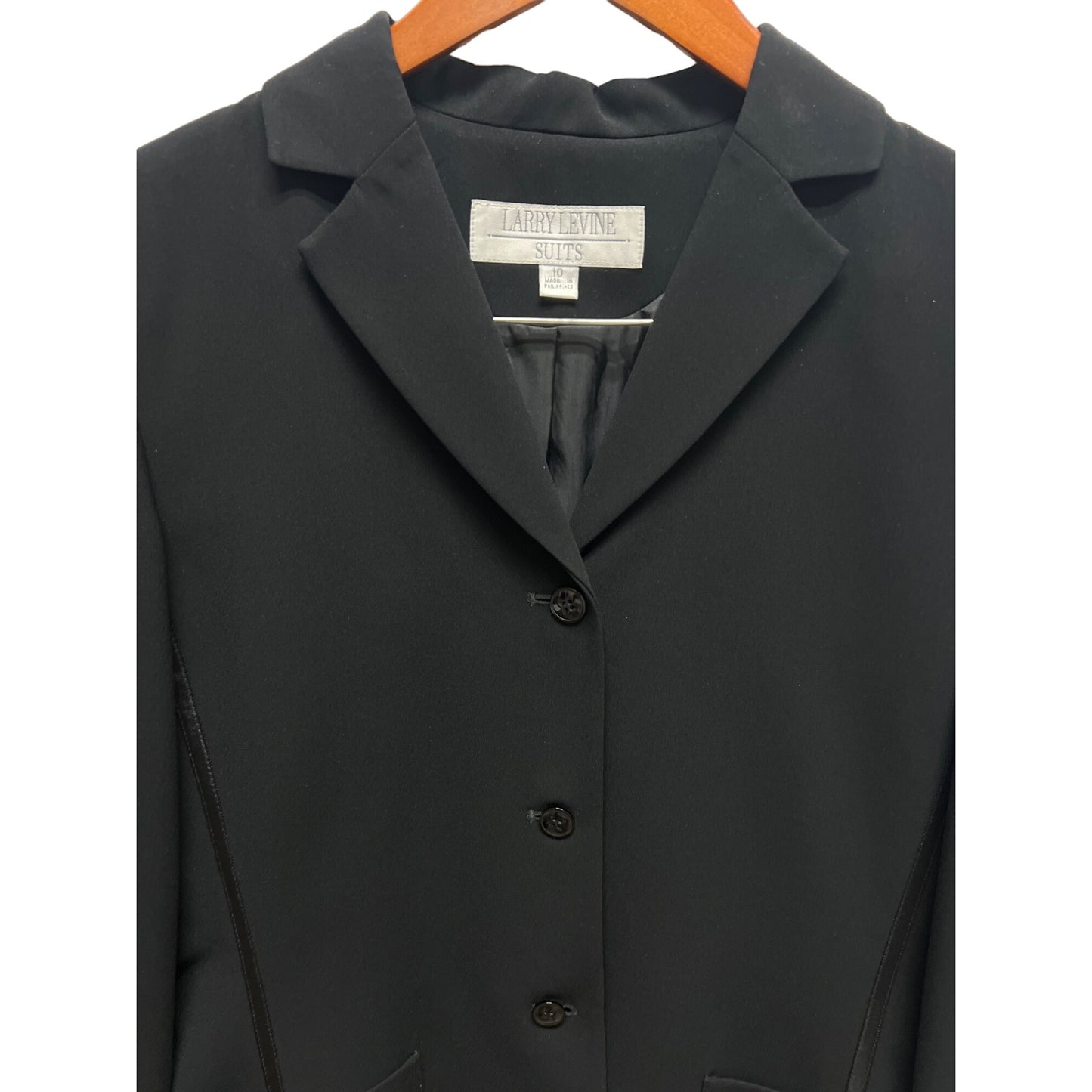 Larry Levine Black Long Blazer & Skirt Suit Set