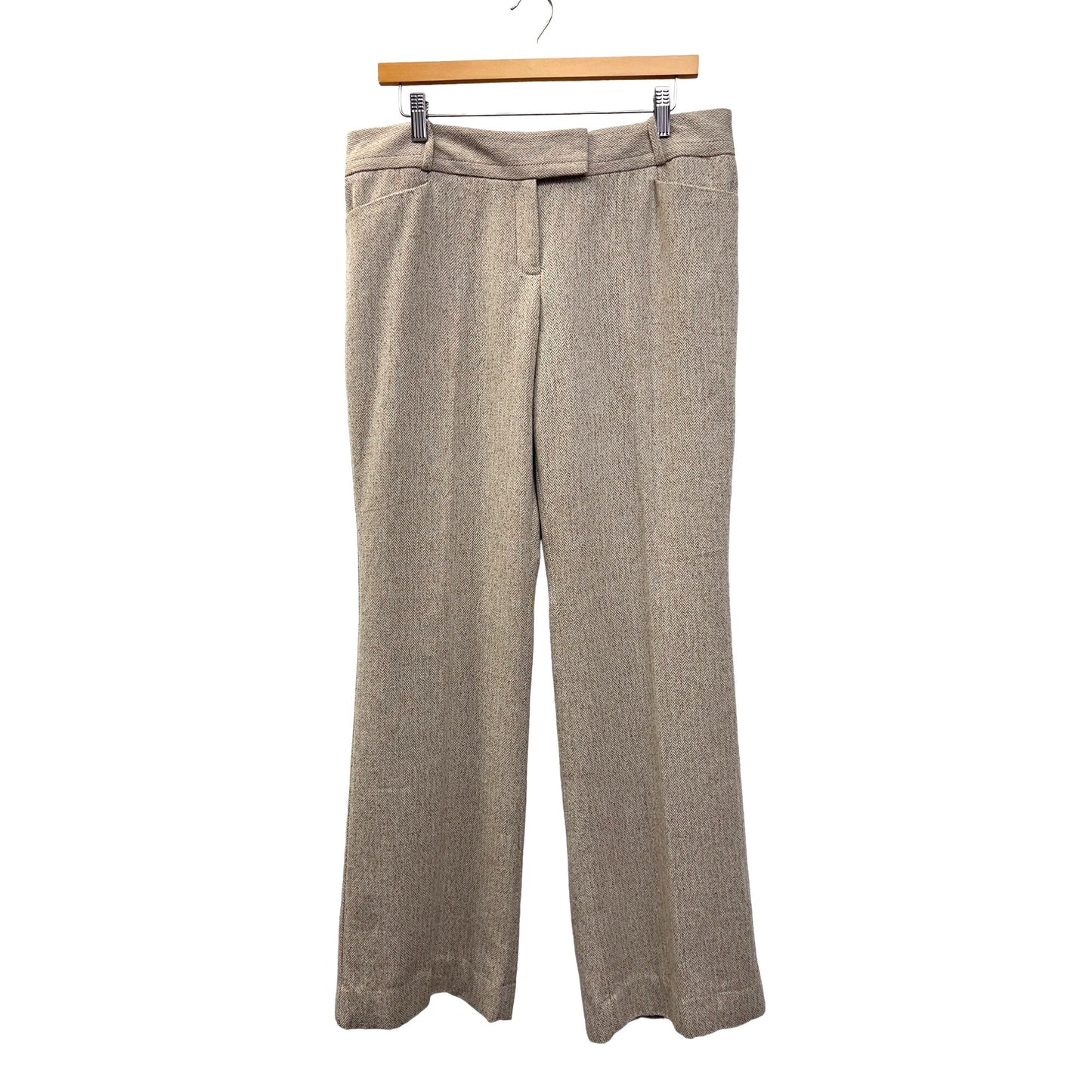 The Limited Cassidy Fit Tan Houndstooth Cotton Wool Blend Trousers NWT