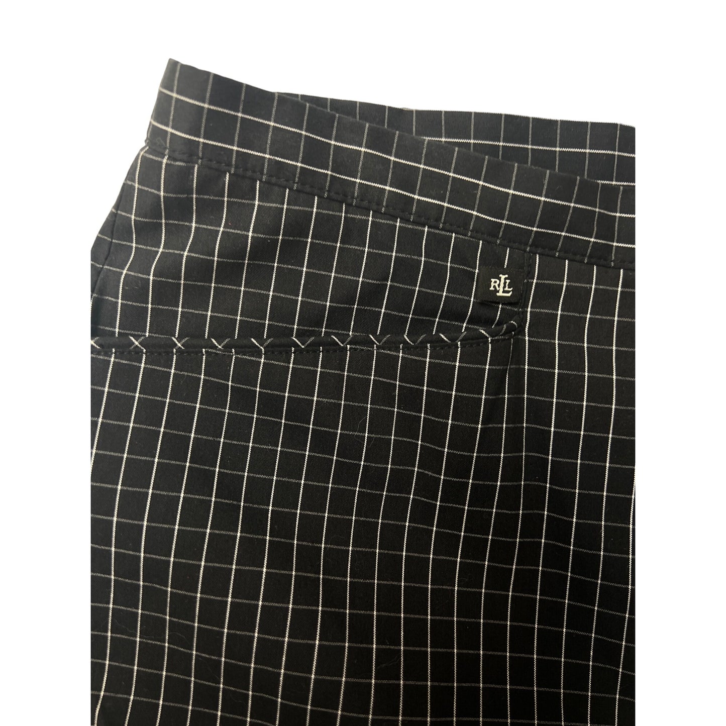 Lauren Ralph Lauren Vintage Black with White Window Pane Plaid Ankle Pants