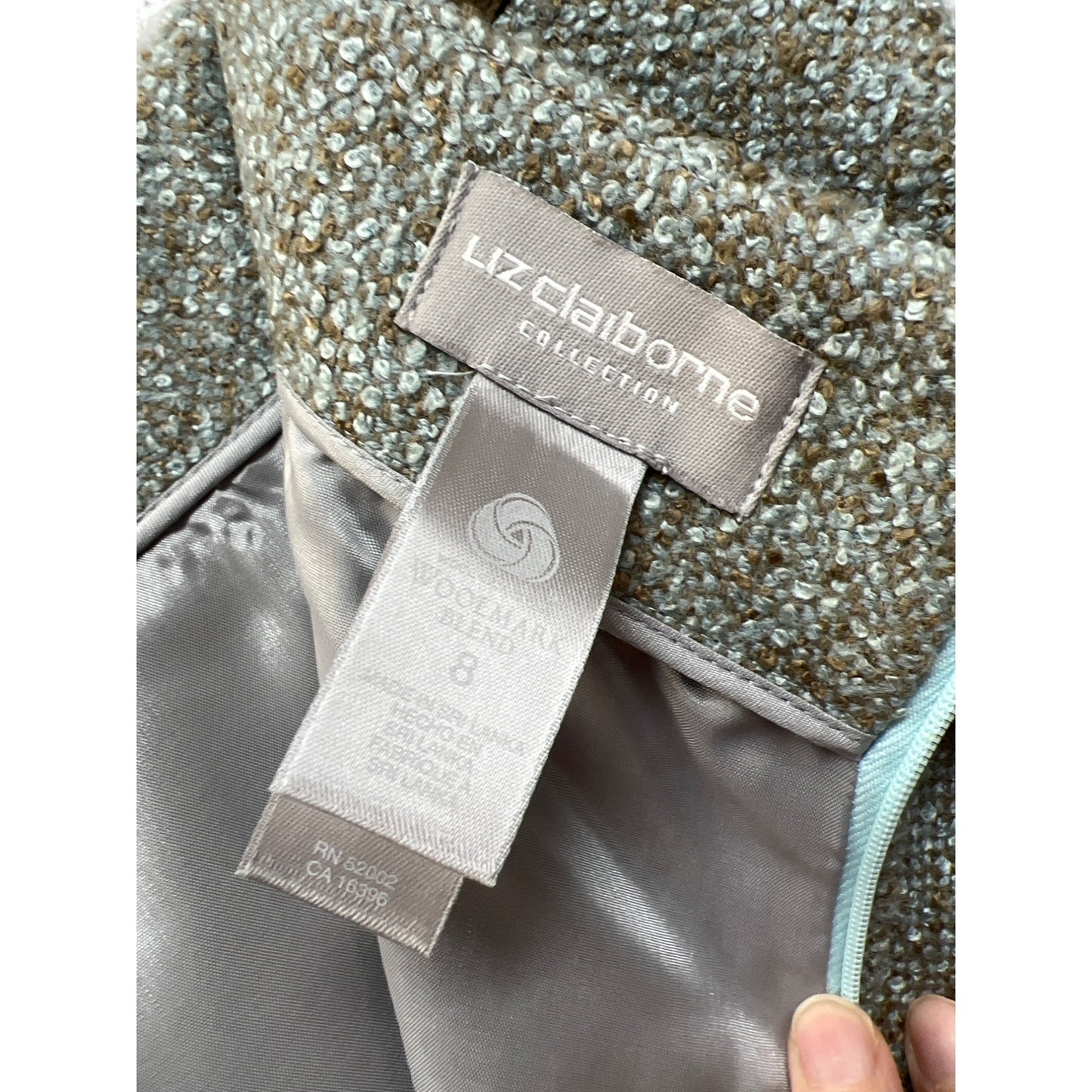 Liz Claiborne Collection NWT Light Green and Light Brown Wool Tweed Skirt Suit Set