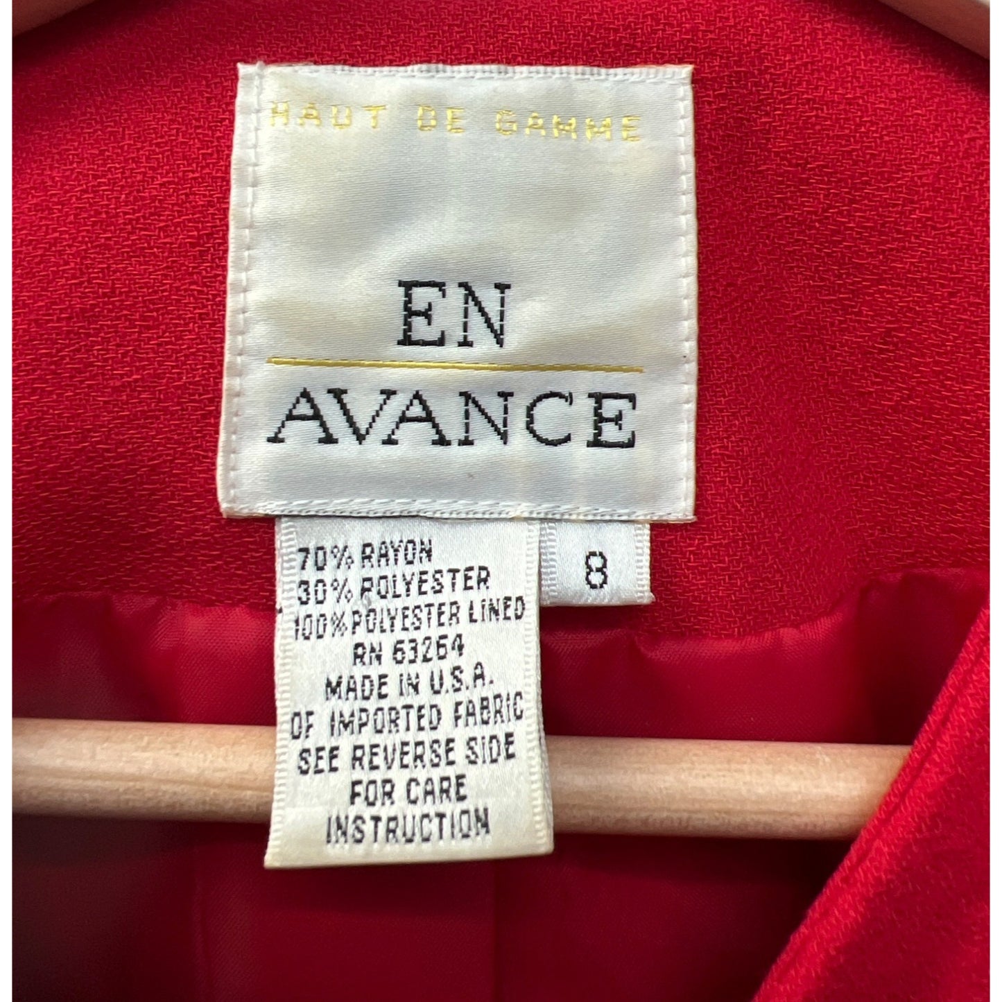 En Avance Vintage 80's Red Double-Breasted Military Style Blazer
