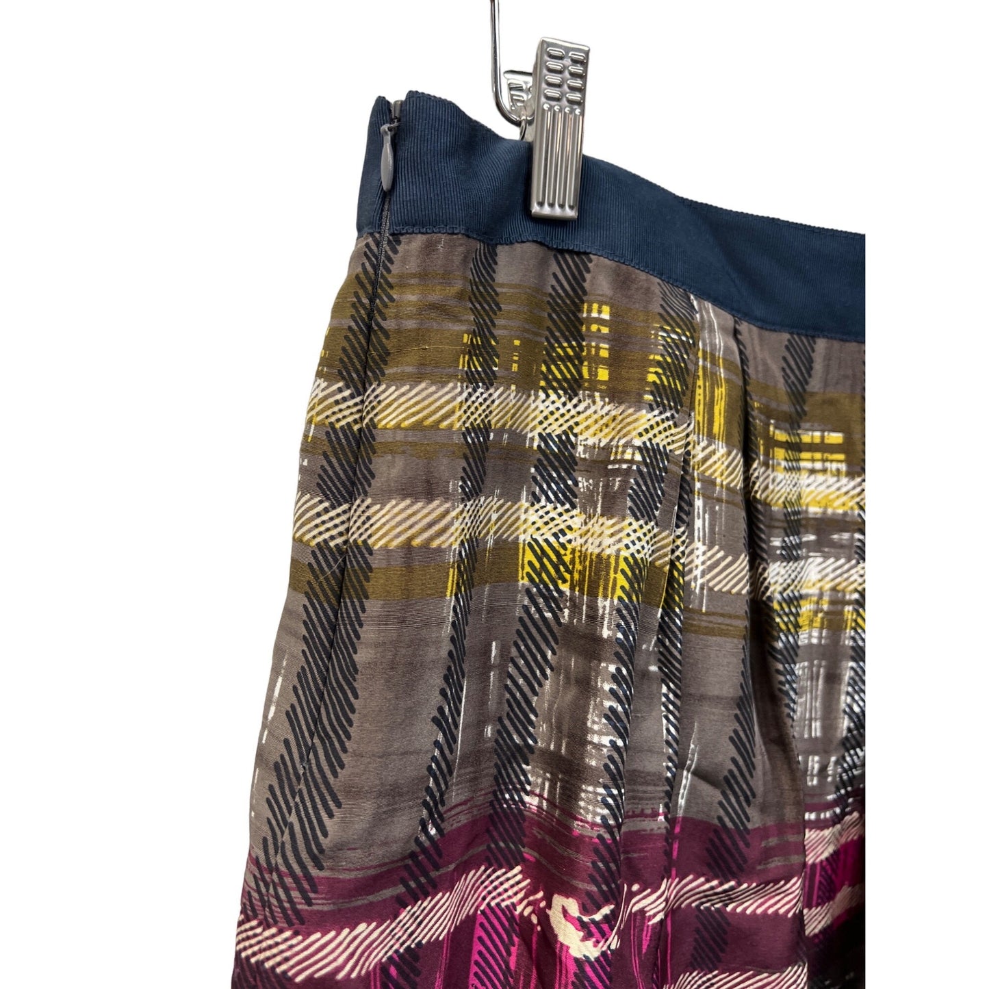 Trina Turk NWT Plaid Silk A-Line Skirt with Ribbon Waist