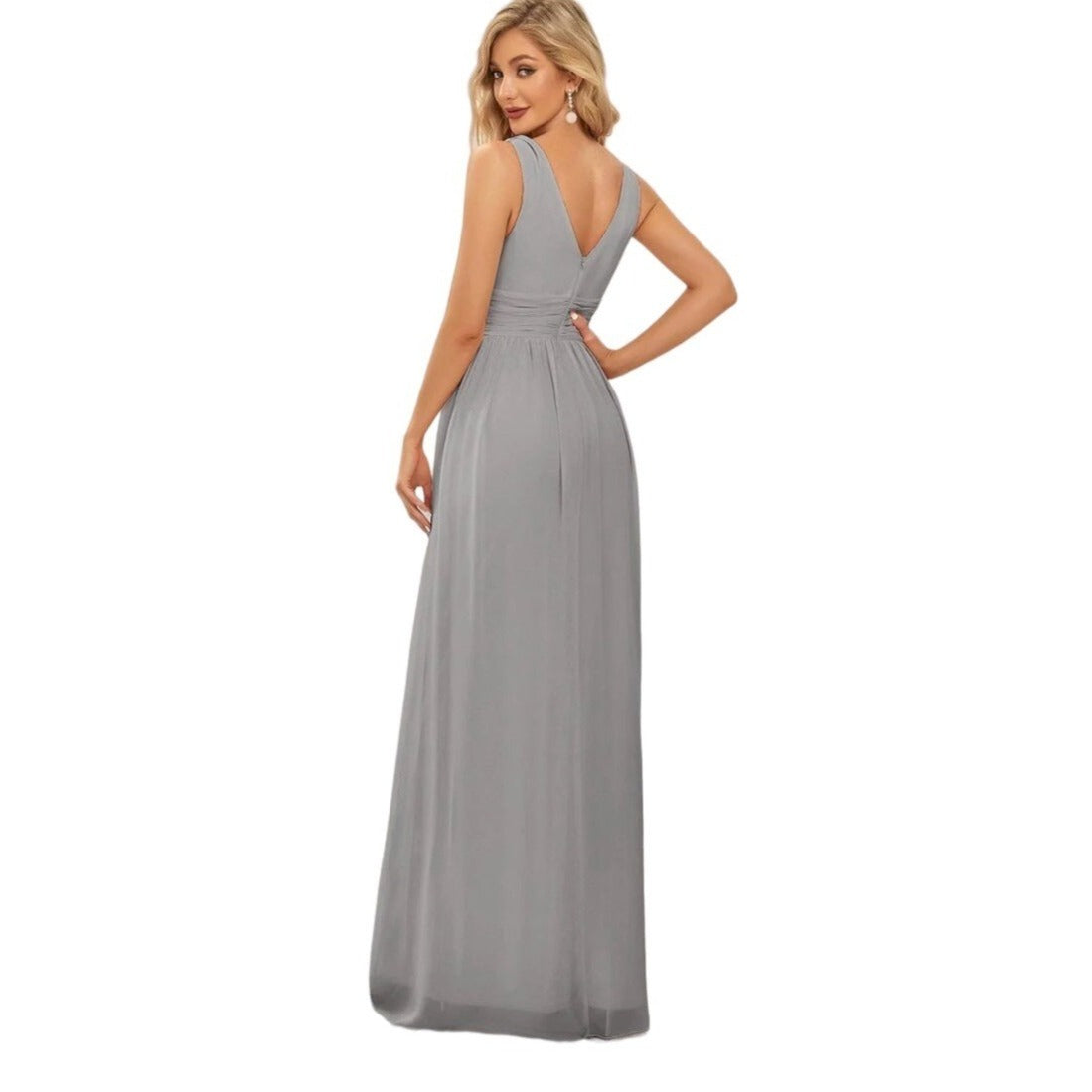 Ever Pretty Gray Chiffon Fit and Flare Special Occasion Gown NWT