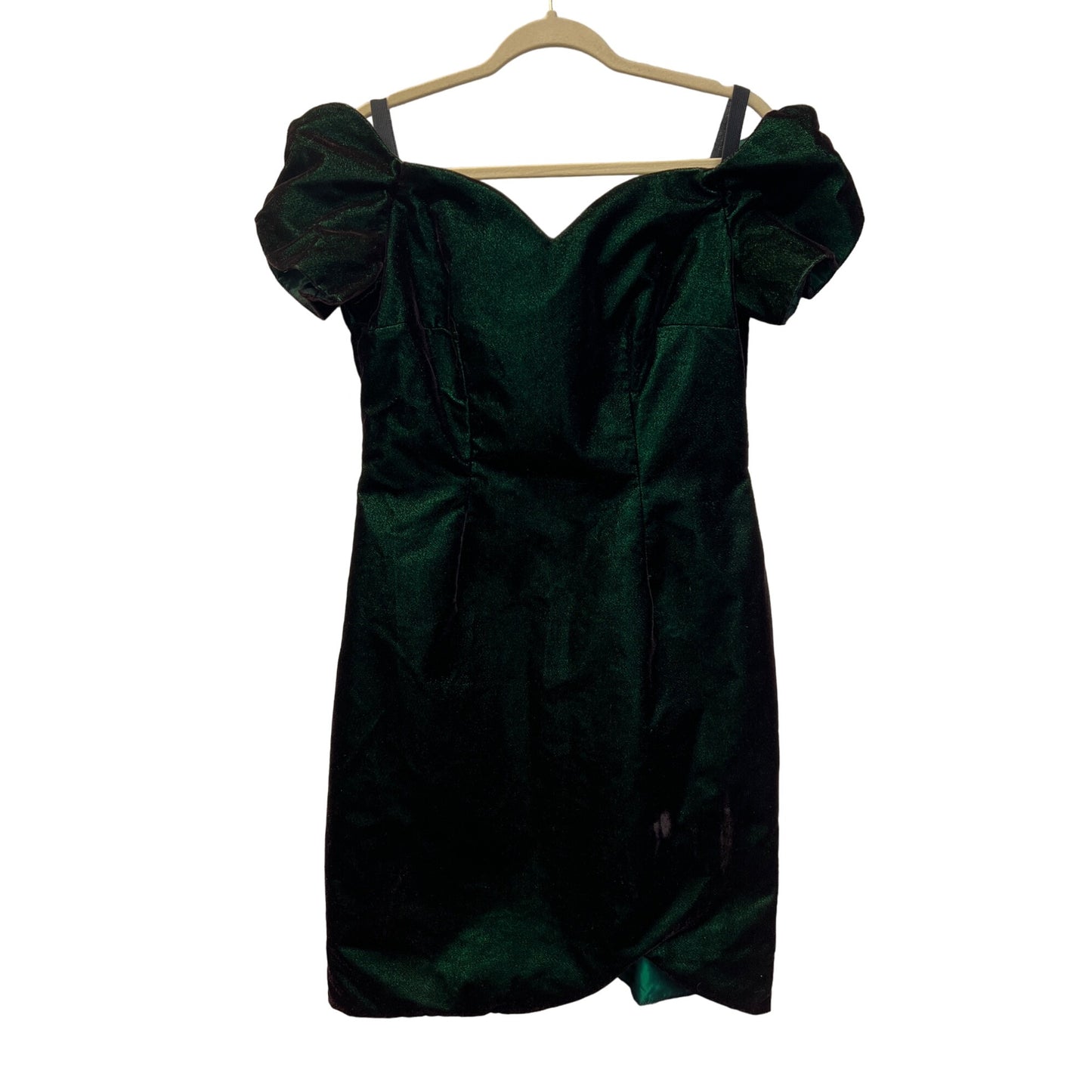 Do You Love Me Vintage 80's Emerald Green Iridescent Velvet Cocktail Evening Dress
