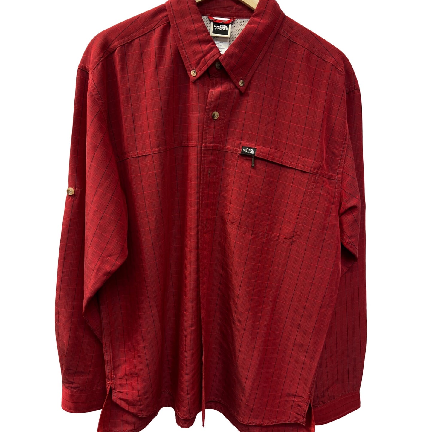 The North Face Red Plaid Long Sleeve Button Down Outdoor Shirt