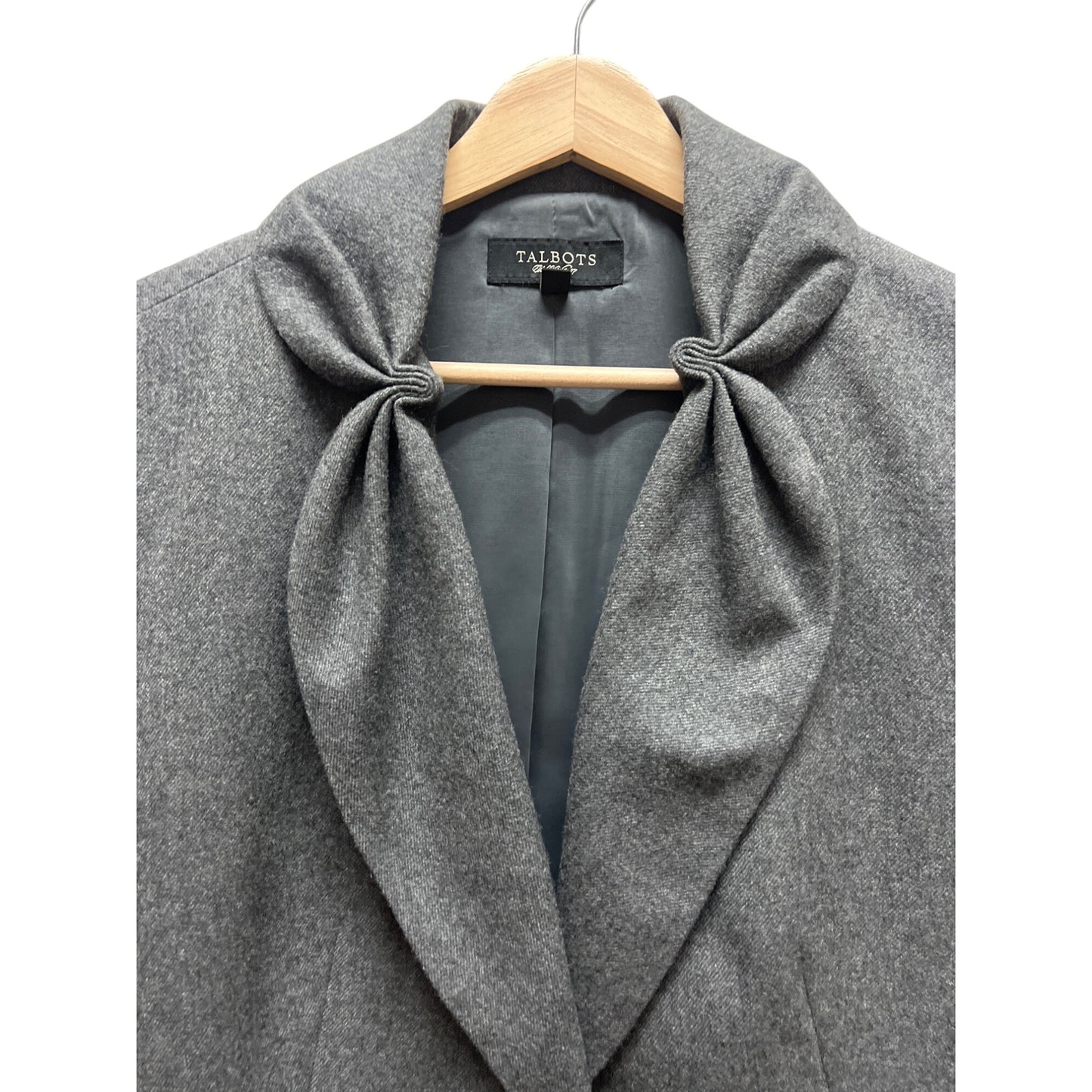 Talbots Gray Wool Ruched Classic Tailored Blazer