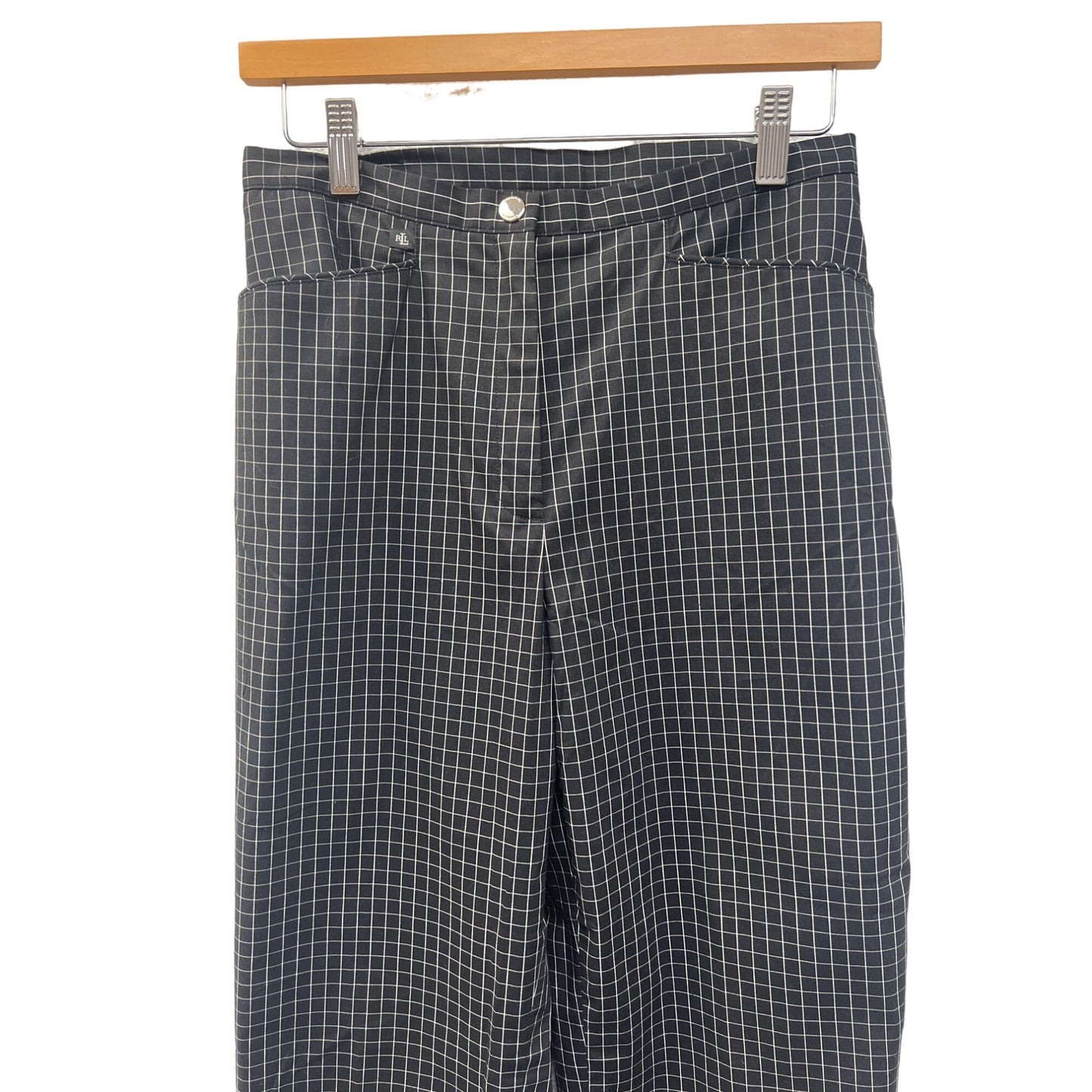 Lauren Ralph Lauren Vintage Black with White Window Pane Plaid Ankle Pants