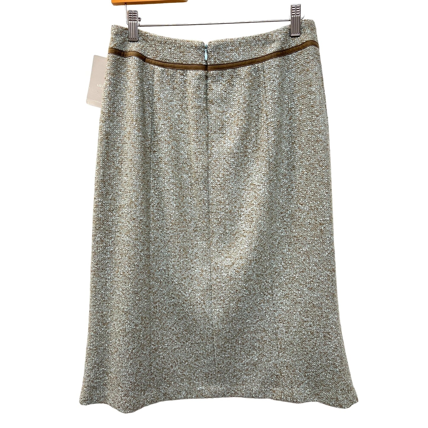 Liz Claiborne Collection NWT Light Green and Light Brown Wool Tweed Skirt Suit Set