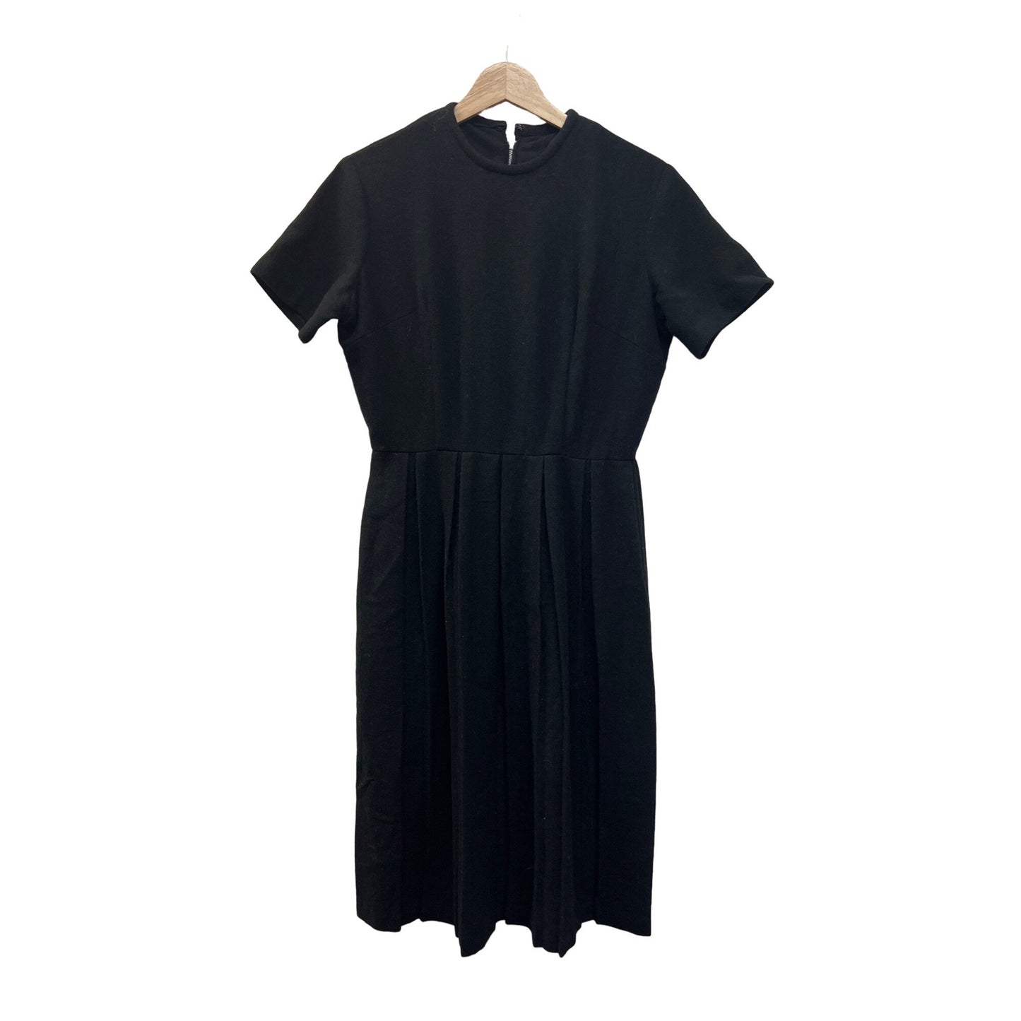 Vintage 50's Black Wool A Line Pleated Dress