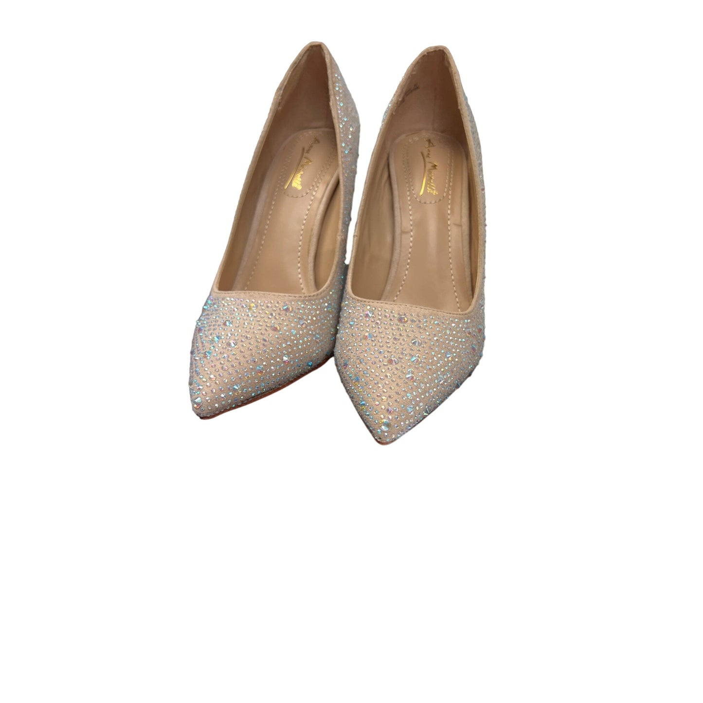 Anna Michelle Nude Stiletto Heels with Rhinestones