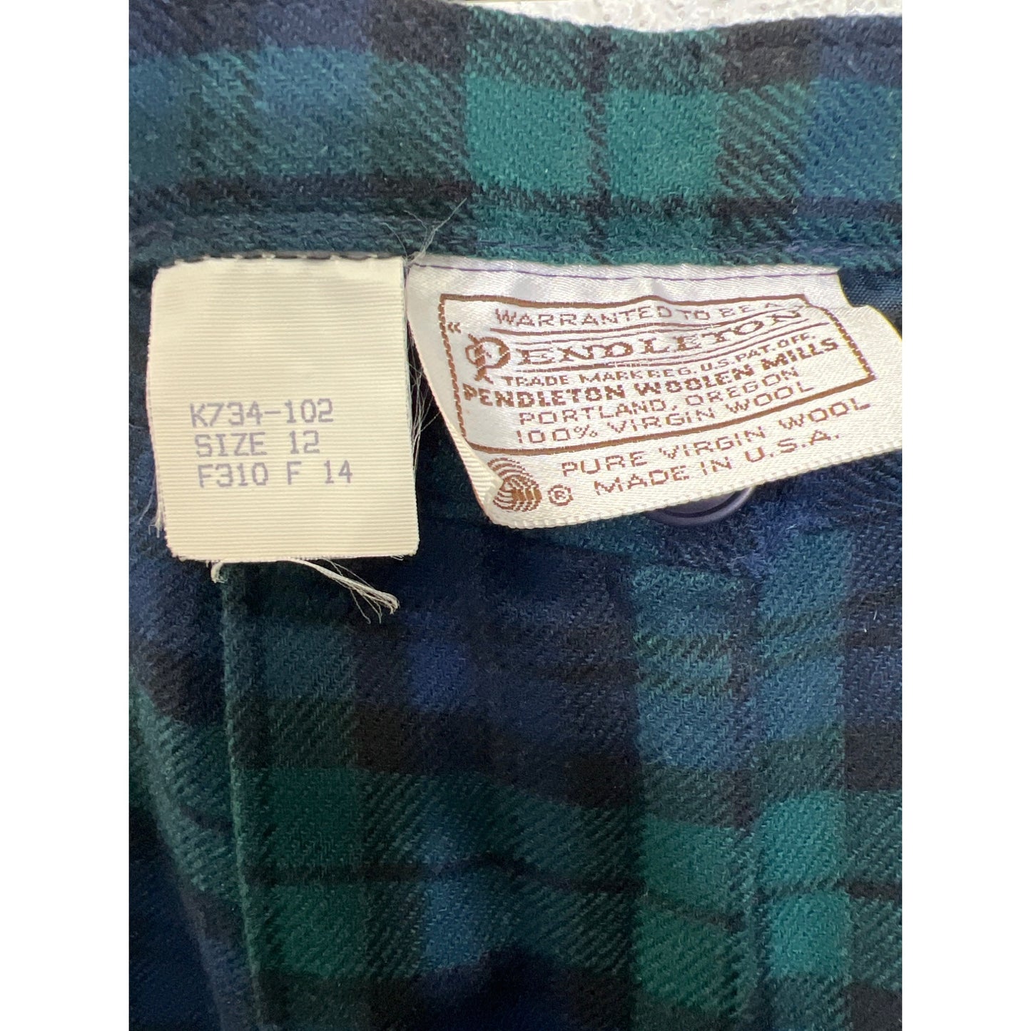 Pendleton Vintage Blue Green Tartan Plaid Wool Shorts