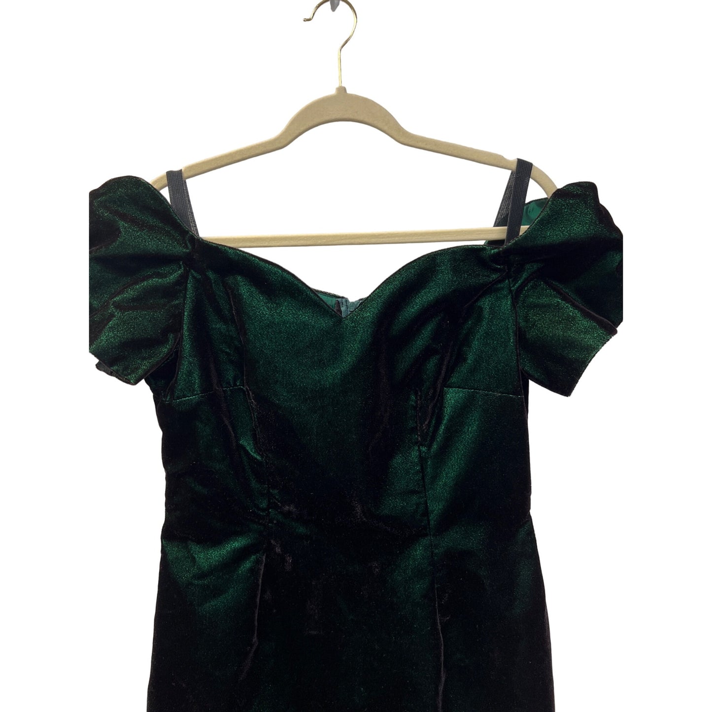 Do You Love Me Vintage 80's Emerald Green Iridescent Velvet Cocktail Evening Dress