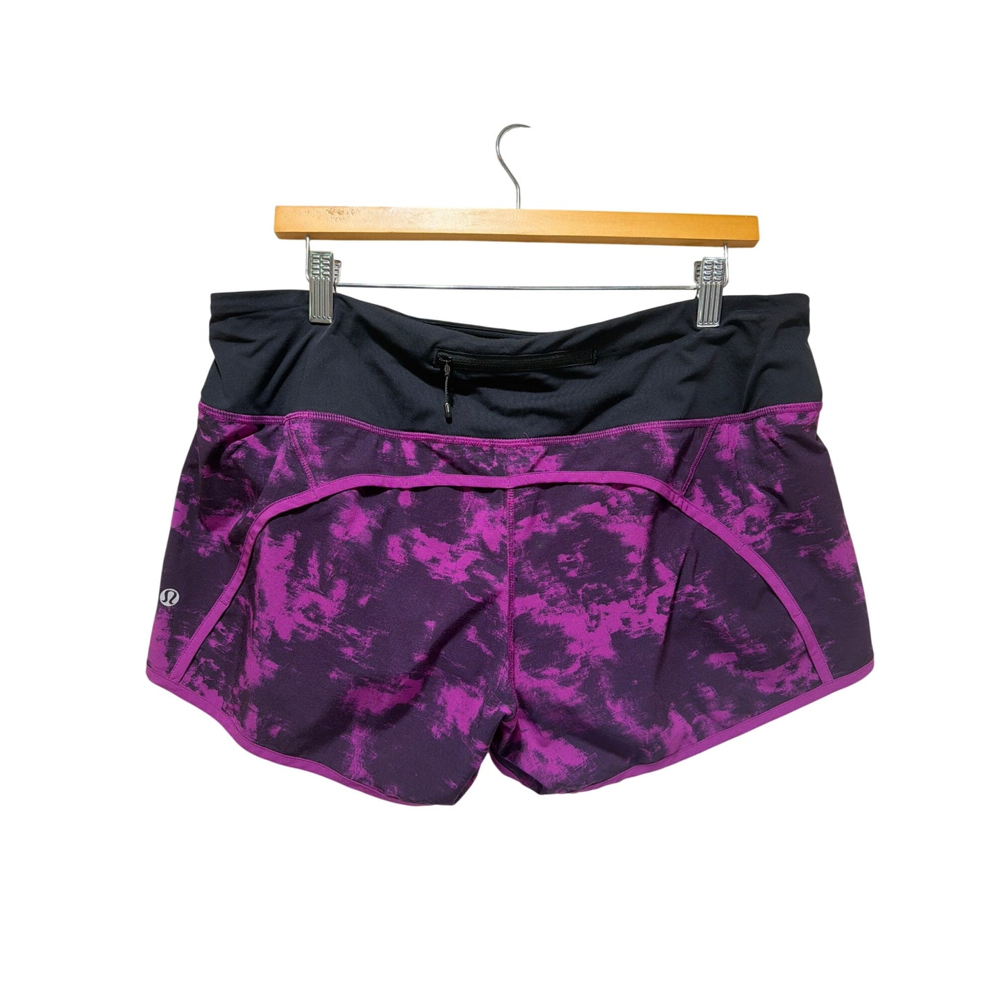 Lululemon Run Times Shorts Breezie Regal Plum & Black Splatter Pattern Size 10